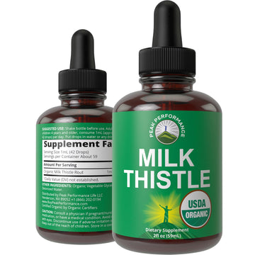 USDA Organic Milk Thistle Extract Vegan Liquid Drops. Liver Detox Herbal Supplement. Zero Sugar, Great for Digestion and A Cleanse. Pure Organic Milk Thistle Tincture Supplements for Women and Men Peak Performance uk supplements