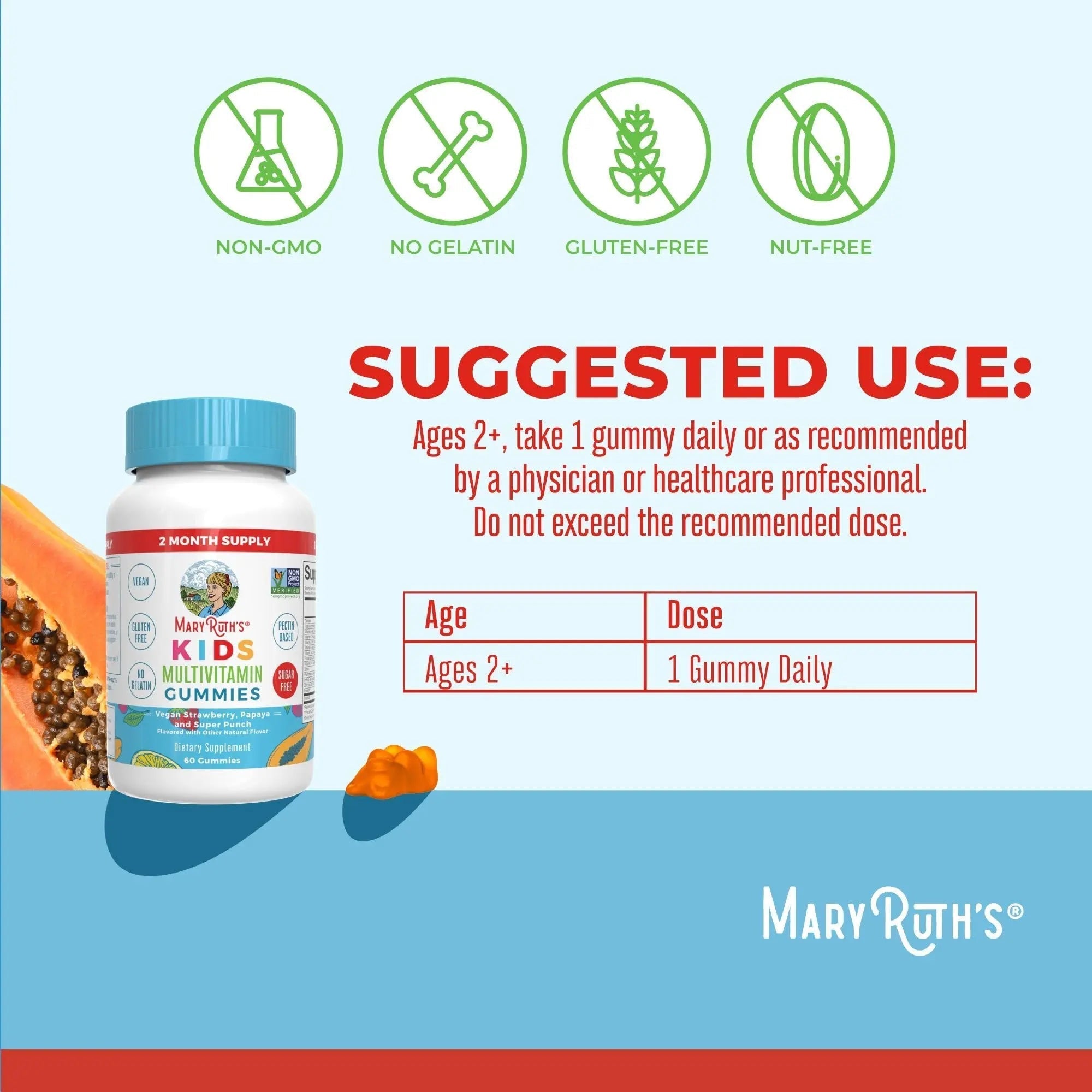 MaryRuth Organics Multivitamin and Probiotic Gummies (Strawberry) for Kids | Clean Label Project Verified® | Vitamins for Gut Health MARYRUTH'S uk supplements