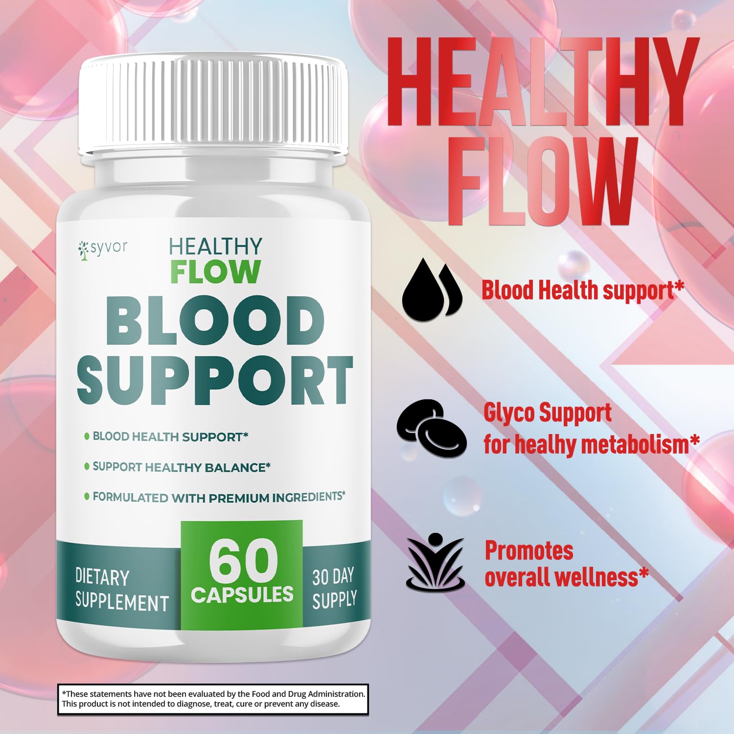 (2 Pack) Healthy Flow Blood Support Capsules, Official Healthy Flow Blood Support Pills with All Natural Ingredients, Advanced Formula Supplement with Premium Vitamins for Men & Women (120 Capsules) Syvor uk supplements