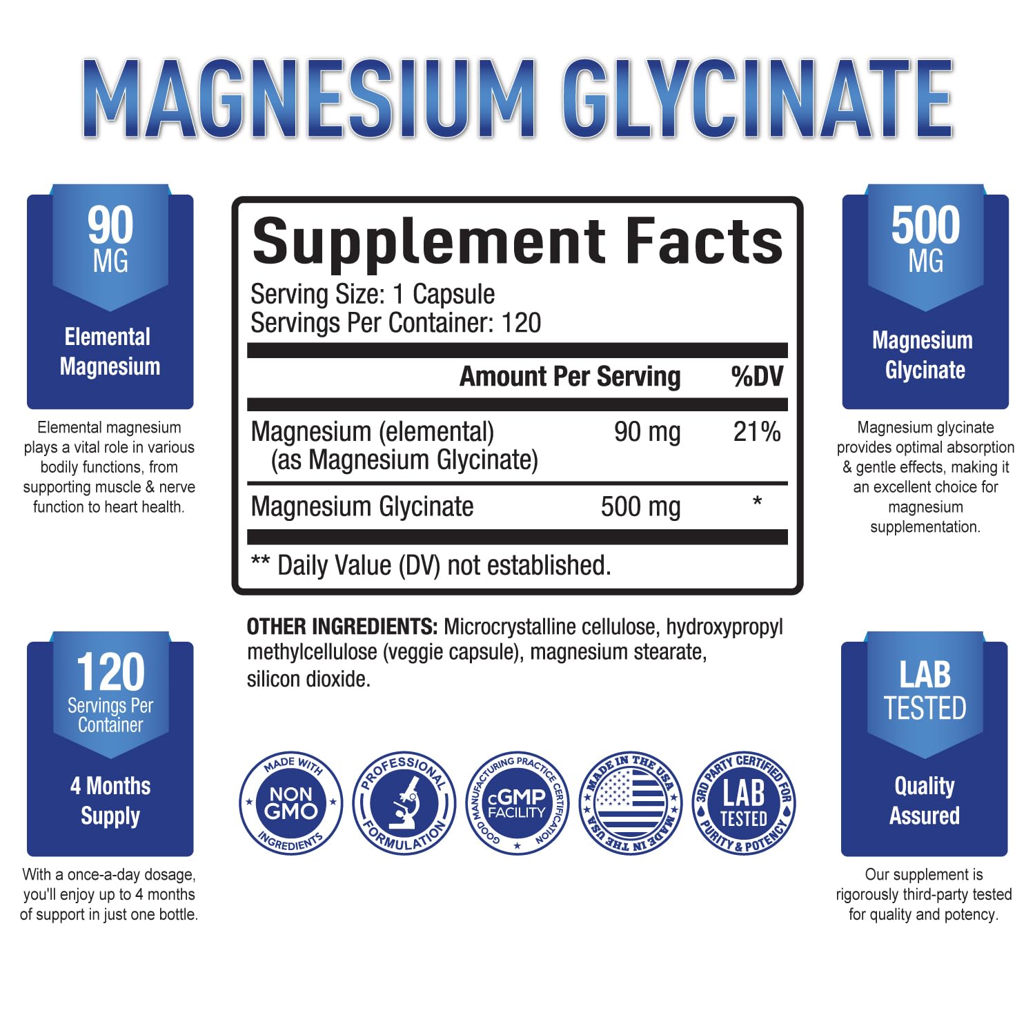 Purely Optimal Magnesium Glycinate 500mg – Sleep Support & Stress Relief – Gentle, High Absorption Magnesium Supplement for Muscle Relaxation, Calm & Nerve Support – 120 Capsules Purely Optimal uk supplements
