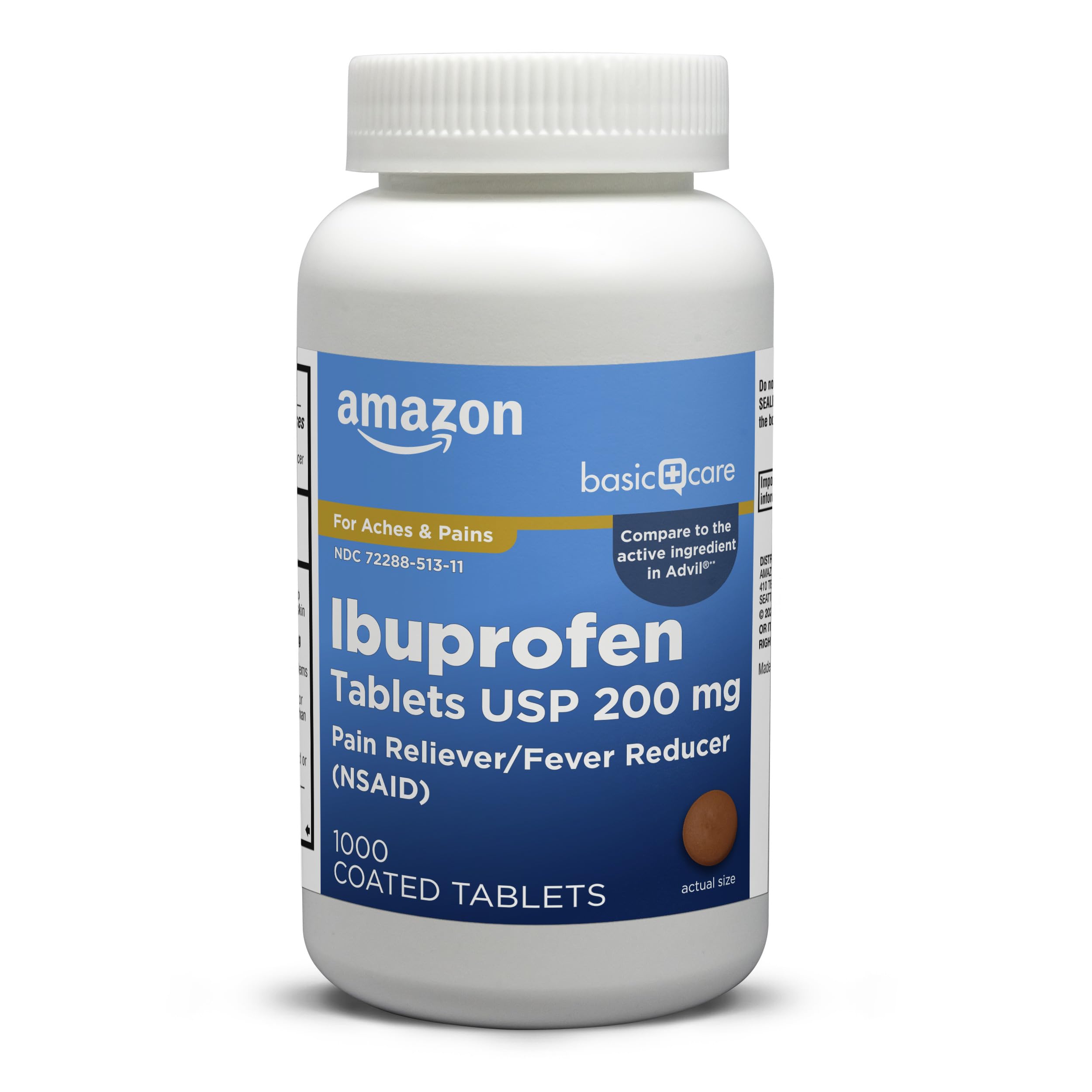 Amazon Basic Care Ibuprofen Tablets, Fever Reducer and Pain Relief from Body Aches, Headache, Arthritis Pain and More, 1000 Count Amazon Basic Care uk supplements