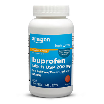 Amazon Basic Care Ibuprofen Tablets, Fever Reducer and Pain Relief from Body Aches, Headache, Arthritis Pain and More, 1000 Count Amazon Basic Care uk supplements