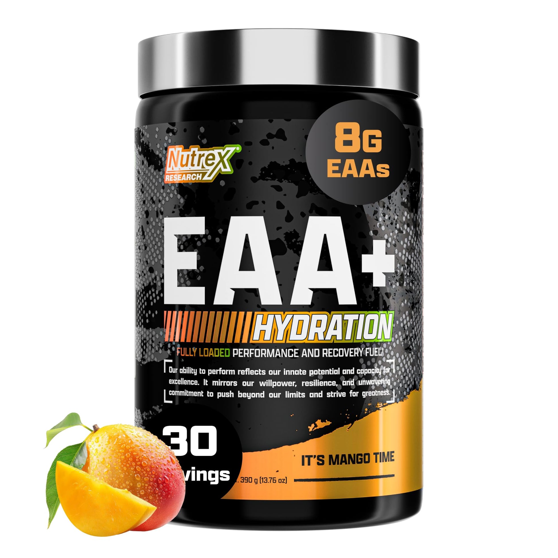 Nutrex Research EAA Hydration | EAAs + BCAA Powder | Muscle Recovery, Strength, Muscle Building, Endurance | 8G Essential Amino Acids + Electrolytes | 30 Servings It's Mango Time Nutrex Research uk supplements