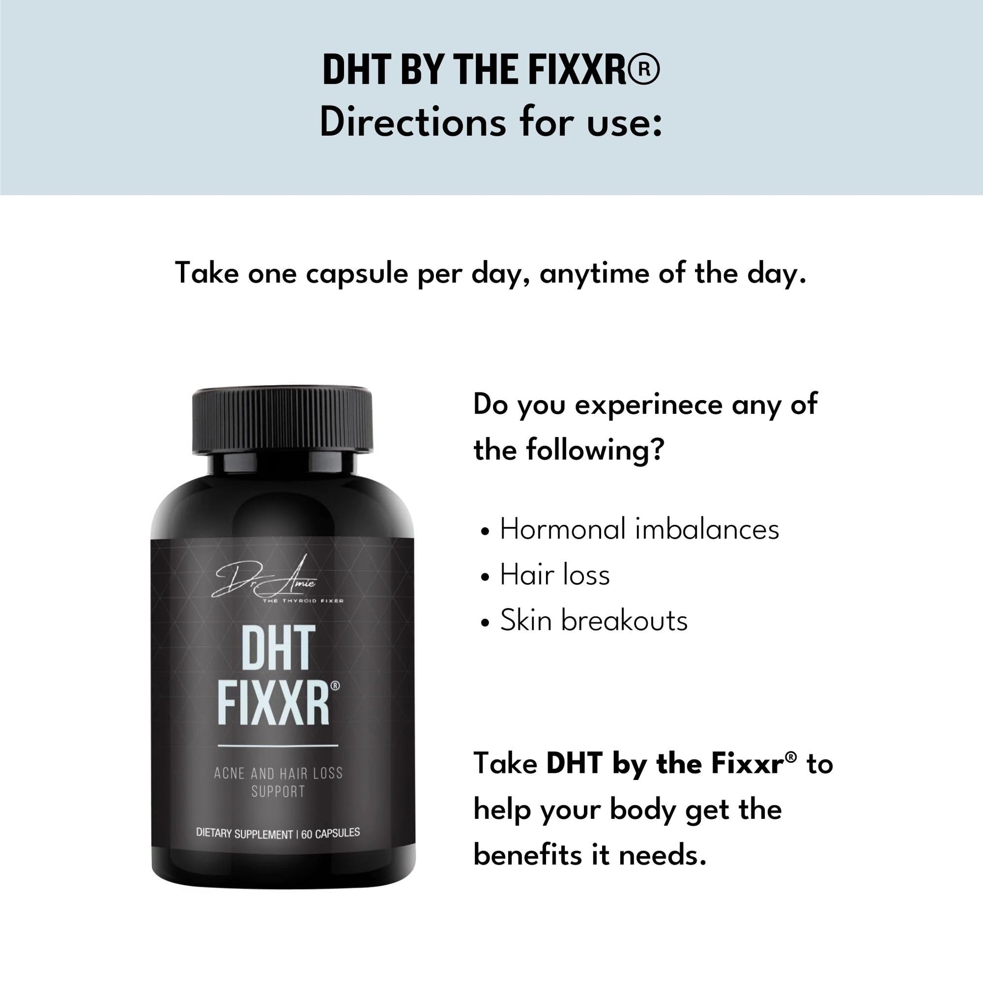 Fixxr DHT Support by Dr. Amie | with Saw Palmetto and Nettles | Acne and Hair Loss Support | 60 Capsules Fixxr uk supplements