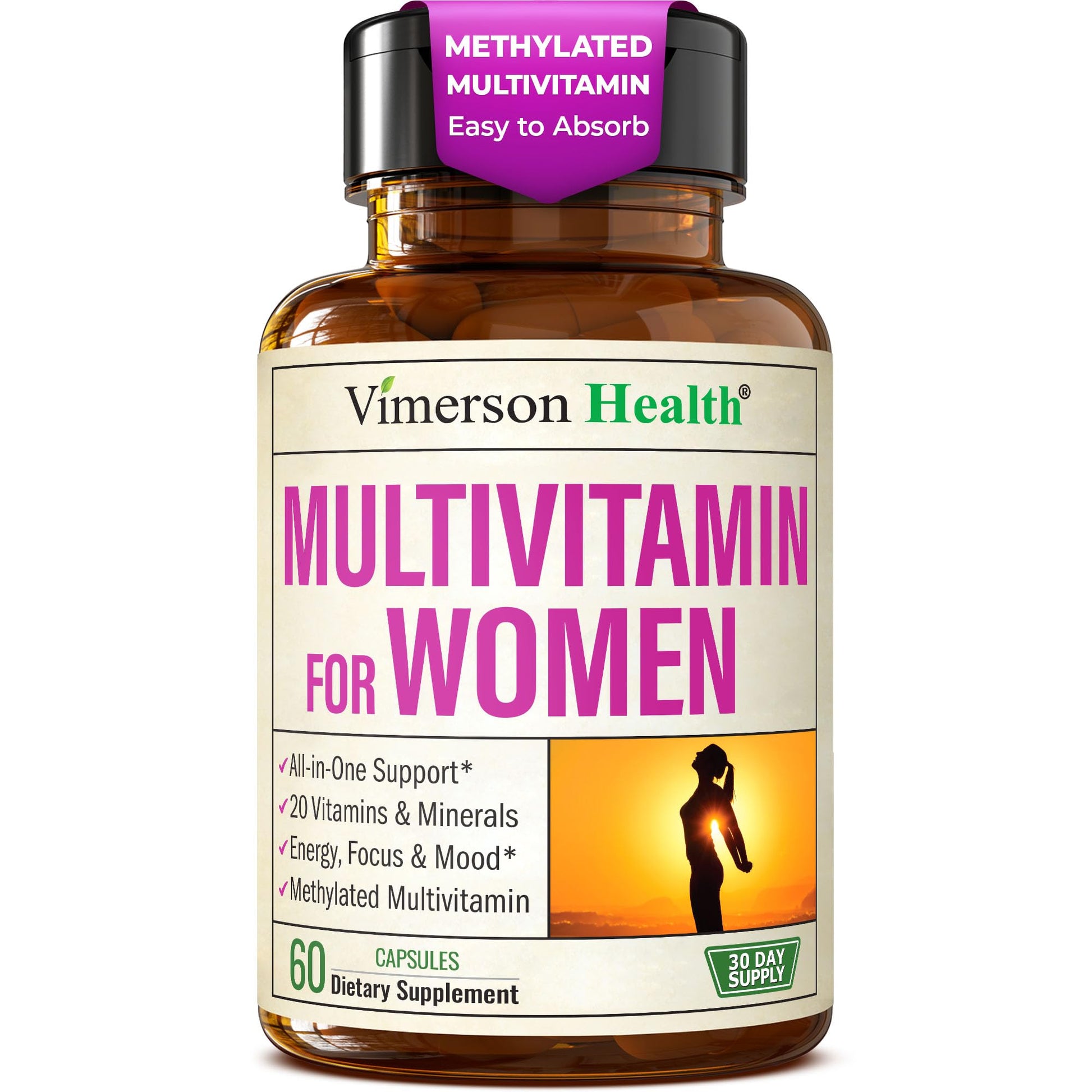 Multivitamin for Women – Methylated Womens Multivitamins & Multiminerals Capsules with Vitamin B12, A, D, C, Zinc, Magnesium Vimerson Health uk supplements