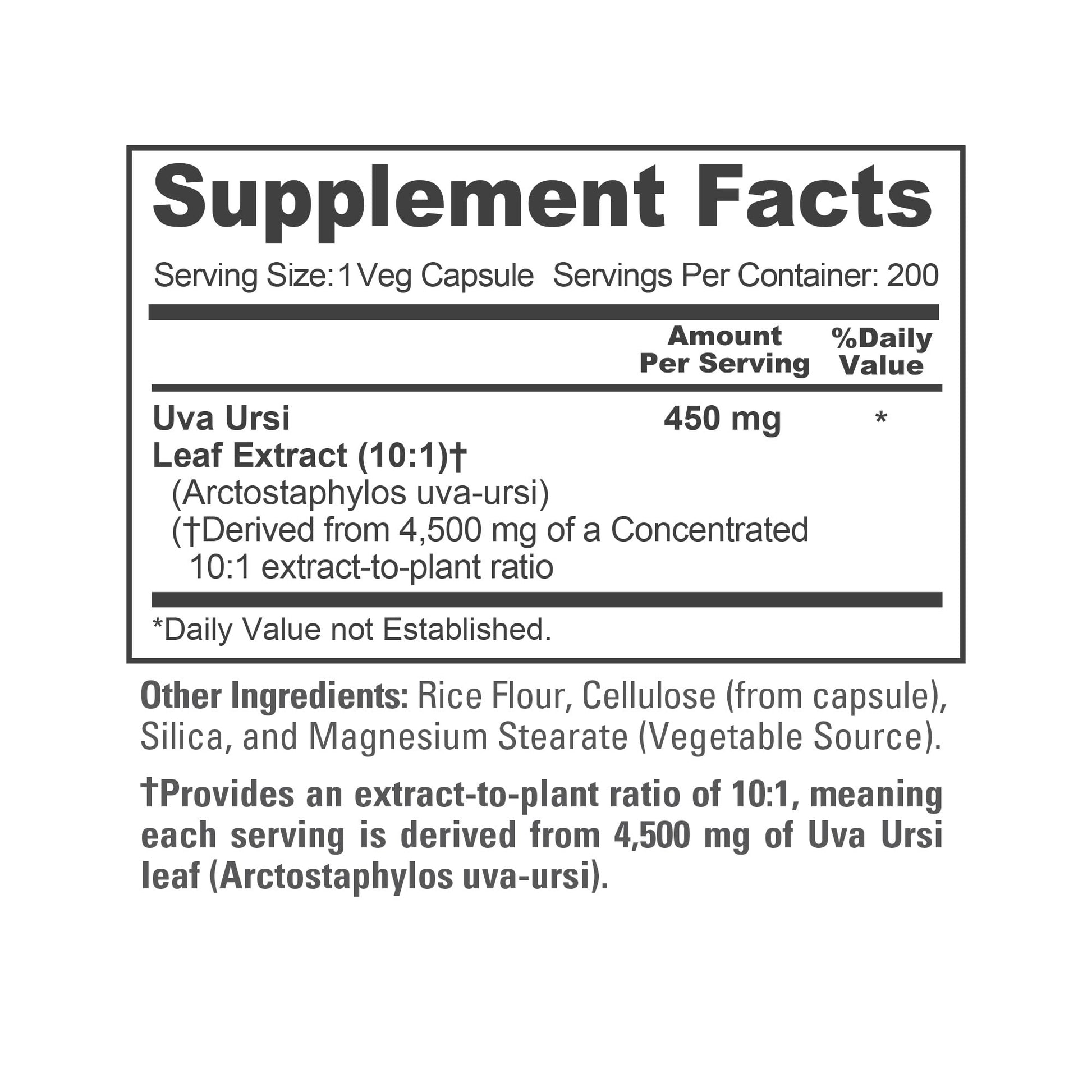 NusaPure Uva Ursi 10:1 Extract, 450 mg Equivalent to 4,500mg 200 Vegetarian caps (Non-GMO, Vegan) Bearberry NusaPure uk supplements