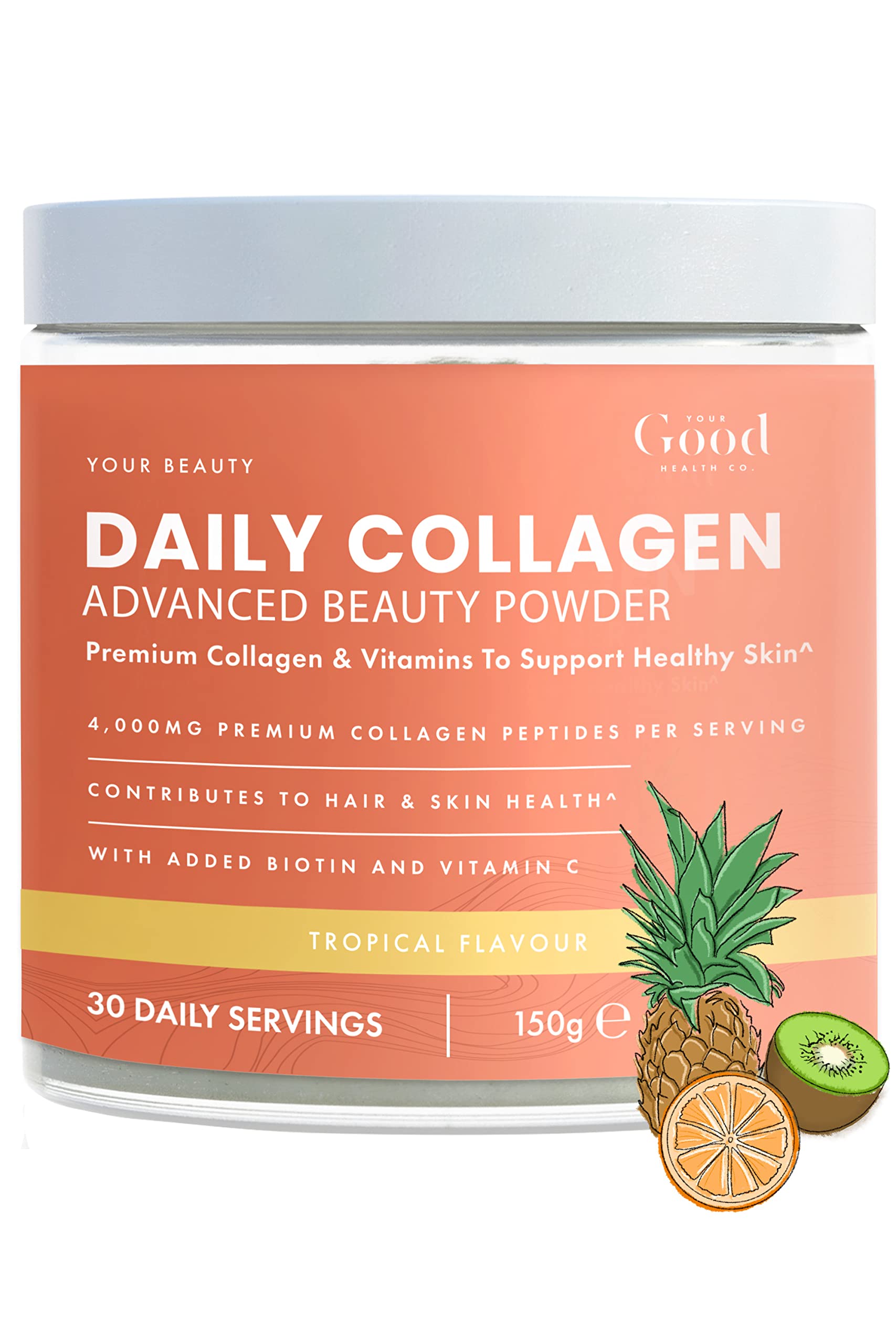 Your Good Health Co. – Your Beauty Premium Collagen Powder, Tropical | 150g Your Good Health Co. uk supplements