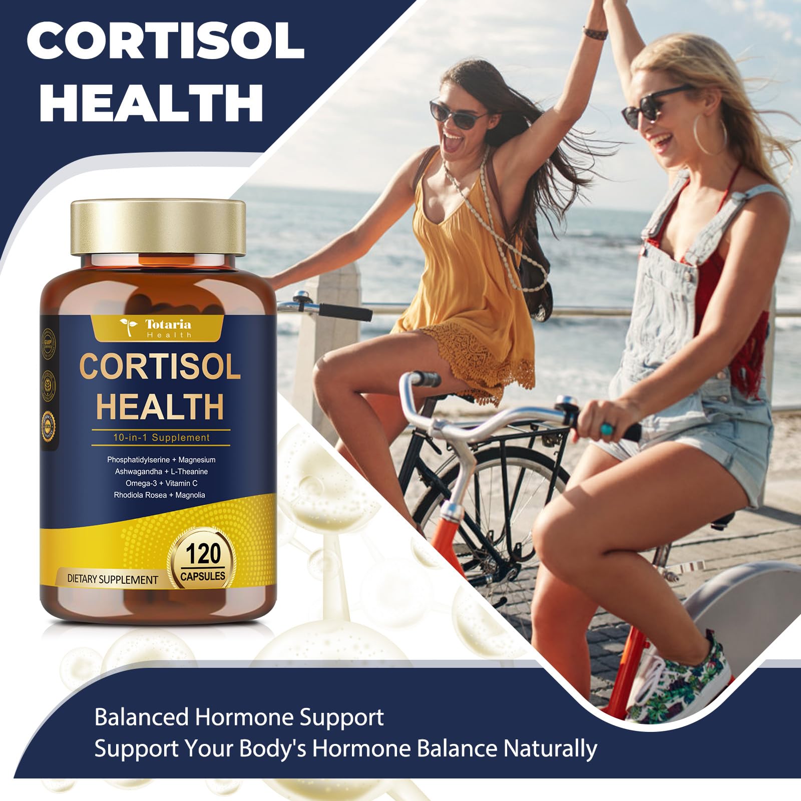 Totaria Cortisol Supplement with Ashwagandha,Magnesium,Rhodiola Rosea,L Theanine,Hormone Balance for Women 120 Vegan Capsules (Pack of 1) Totaria uk supplements