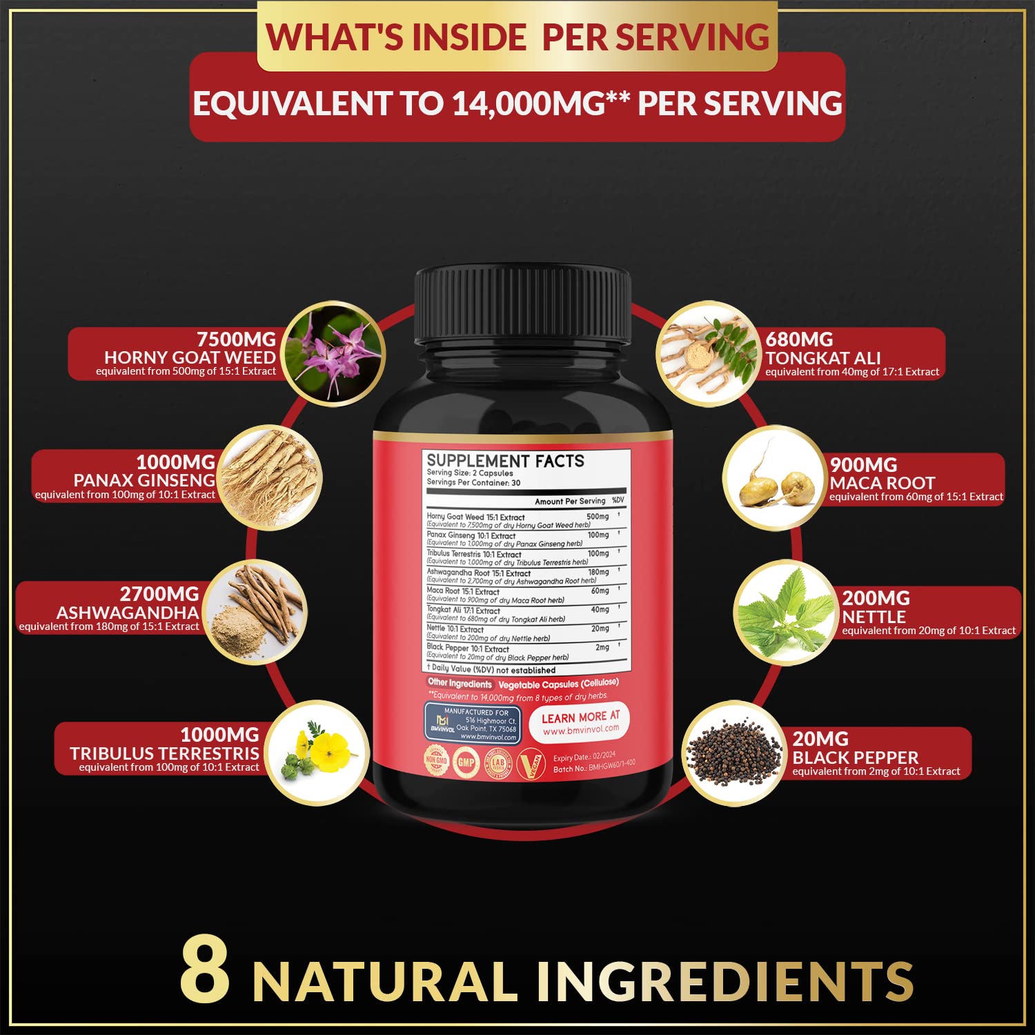 BMVINVOL Horny Goat Weed Capsules, Boost Energy,14000mg Herbal BMVINVOL uk supplements