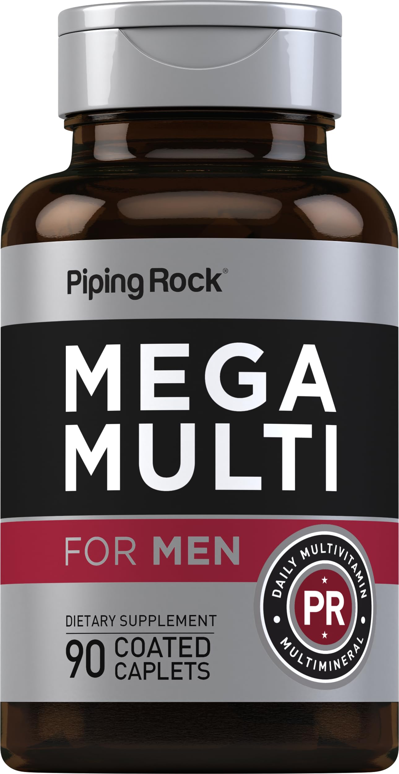 Piping Rock Men's Multivitamin | 90 Caplets | Mega Vitamin and Mineral Complex | Daily Support Supplement | with Vitamin C, D, Magnesium, Zinc | Non-GMO, Gluten Free Piping Rock uk supplements