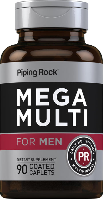 Piping Rock Men's Multivitamin | 90 Caplets | Mega Vitamin and Mineral Complex | Daily Support Supplement | with Vitamin C, D, Magnesium, Zinc | Non-GMO, Gluten Free Piping Rock uk supplements