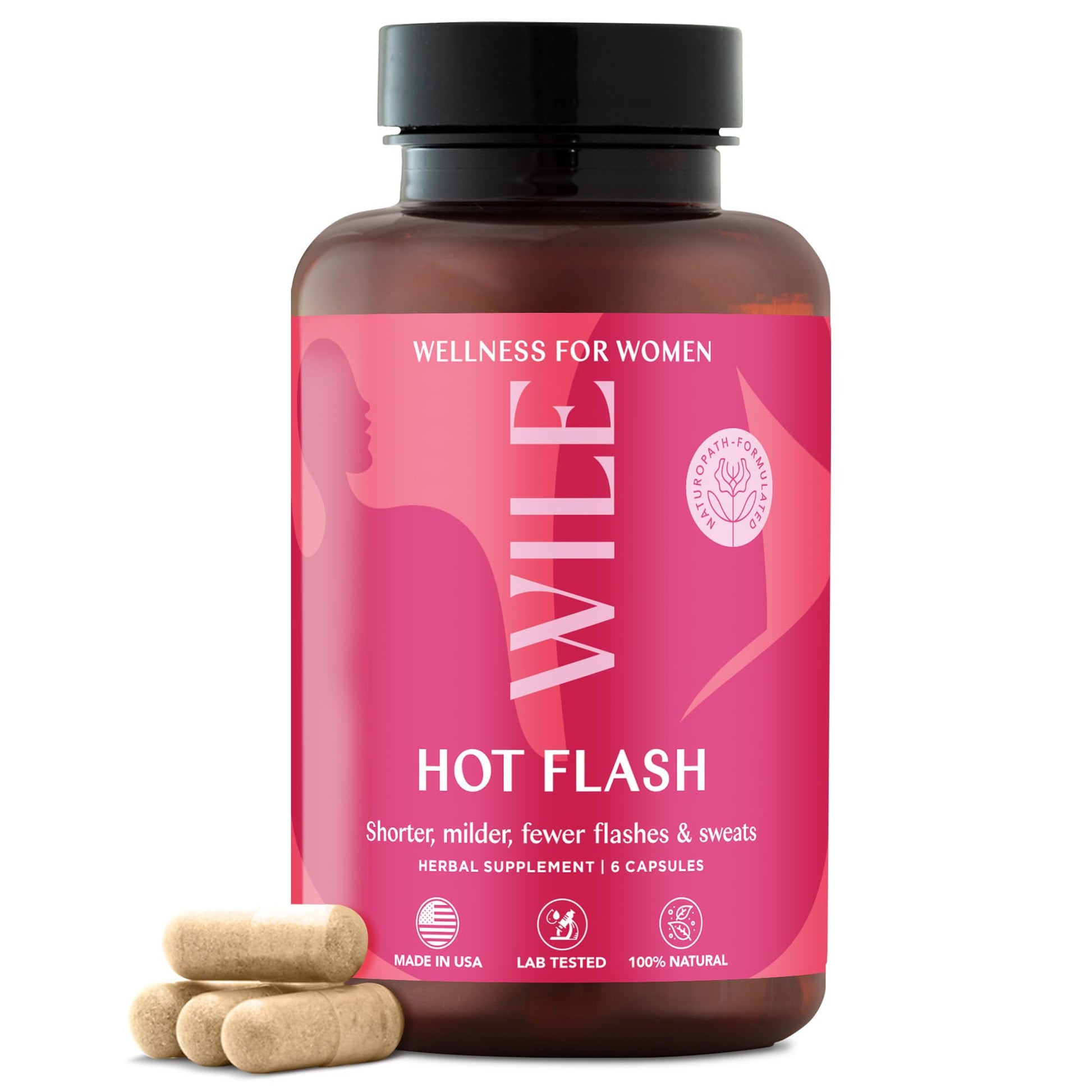 WILE Menopause and Perimenopause Supplements for Women - Hot Flashes and Night Sweats Relief with Kudzu Root - Premenopause Support for Stress, Hot Flash, Hormone Balance & Restful Sleep, 30 Servings WILE uk supplements