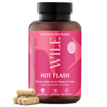 WILE Menopause and Perimenopause Supplements for Women - Hot Flashes and Night Sweats Relief with Kudzu Root - Premenopause Support for Stress, Hot Flash, Hormone Balance & Restful Sleep, 30 Servings WILE uk supplements