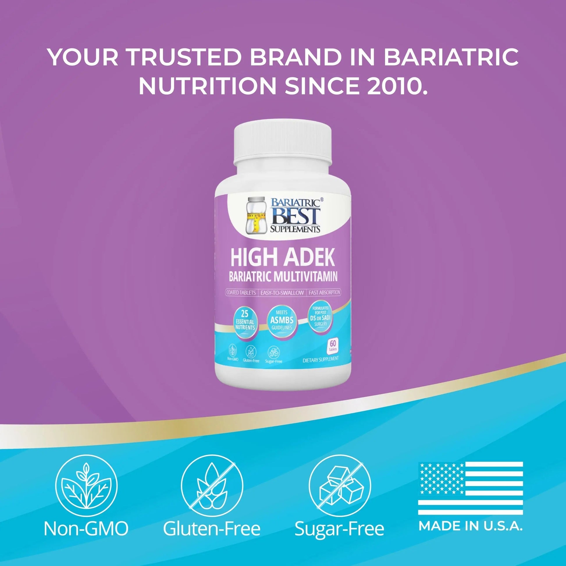 High A D E K Bariatric Multivitamin for Post DS/SADI Surgery, 25 Essential Nutrients for Post-Weight Loss Surgery, 60 Tablets Bariatric Best Supplements uk supplements
