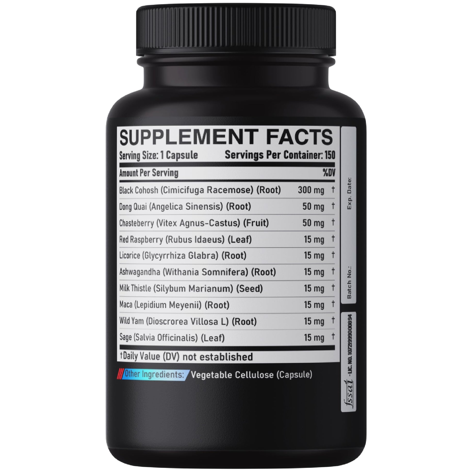 DEDICAD 12in1 Black Cohosh 5-Month Supply for Menopause Support Supplement with Dong Quai, Chasteberry, Red Raspberry, Licorice, Wild Yam & More - 150 Capsules DEDICAD uk supplements