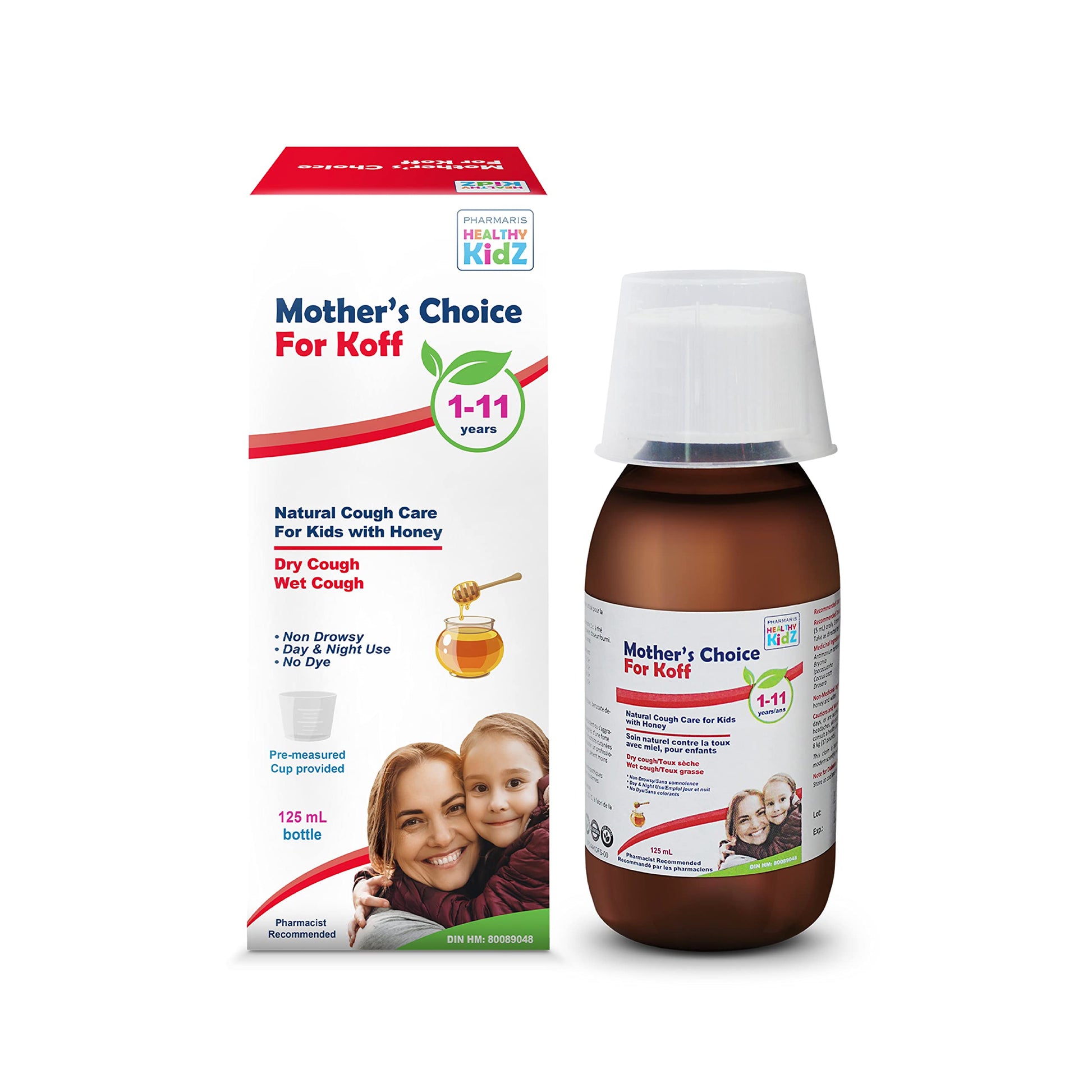 Mother’s Choice for Koff, for Dry and Wet Cough, Natural Cough Care for Kids with Honey, 125 ml PHARMARIS HEALTHY KIDZ MOTHER'S CHOICE uk supplements