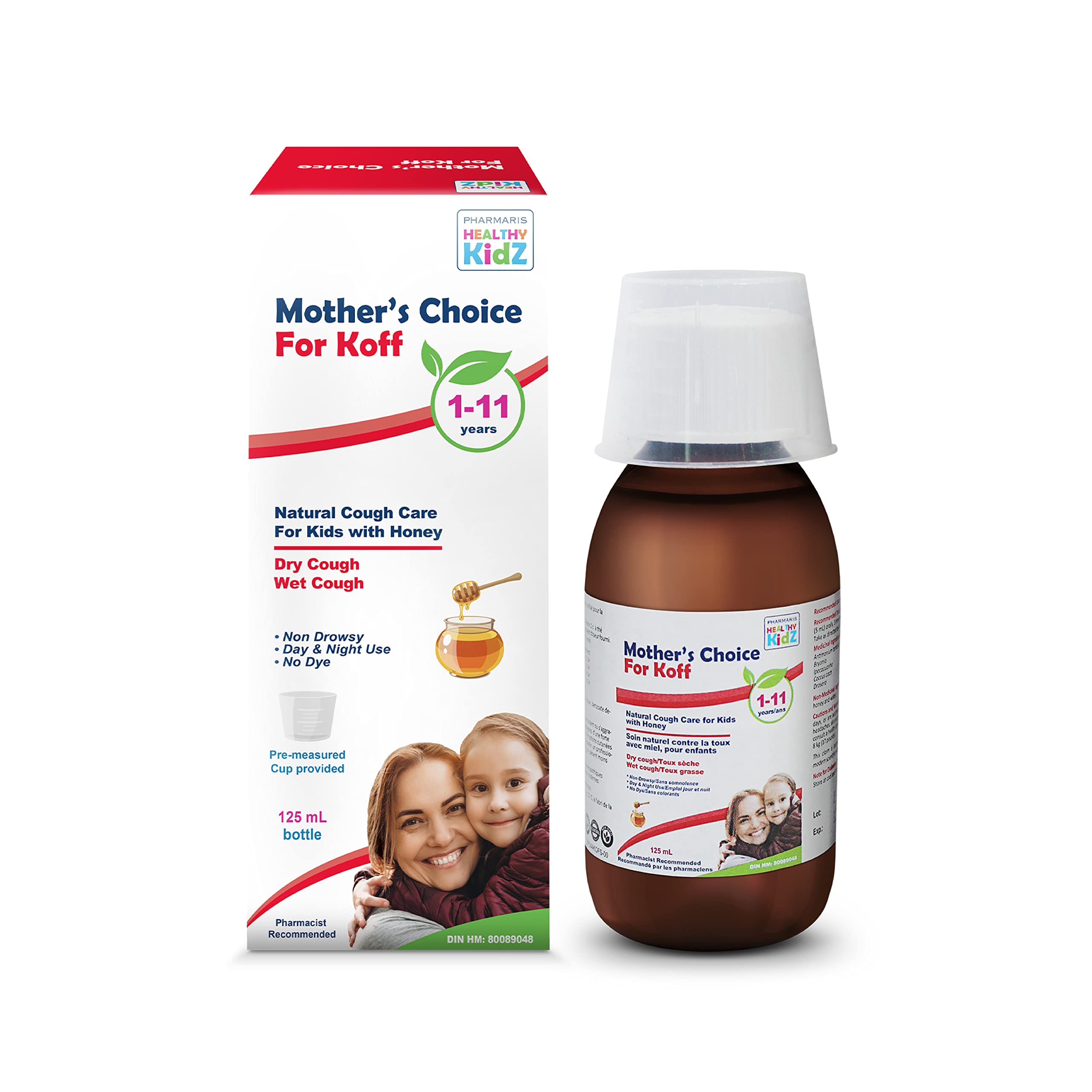 Mother’s Choice for Koff, for Dry and Wet Cough, Natural Cough Care for Kids with Honey, 125 ml PHARMARIS HEALTHY KIDZ MOTHER'S CHOICE uk supplements
