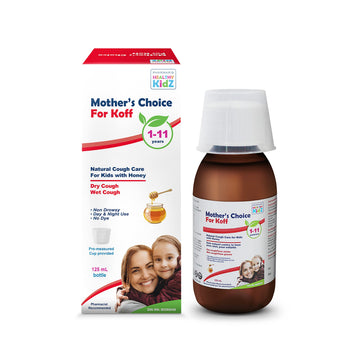 Mother’s Choice for Koff, for Dry and Wet Cough, Natural Cough Care for Kids with Honey, 125 ml PHARMARIS HEALTHY KIDZ MOTHER'S CHOICE uk supplements