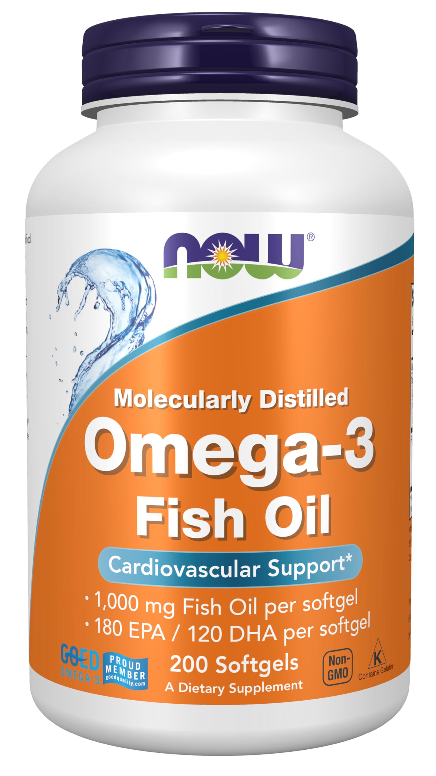 NOW Foods Supplements, Omega-3 180 EPA / 120 DHA, Molecularly Distilled, Cardiovascular Support*, 200 Softgels NOW Foods uk supplements