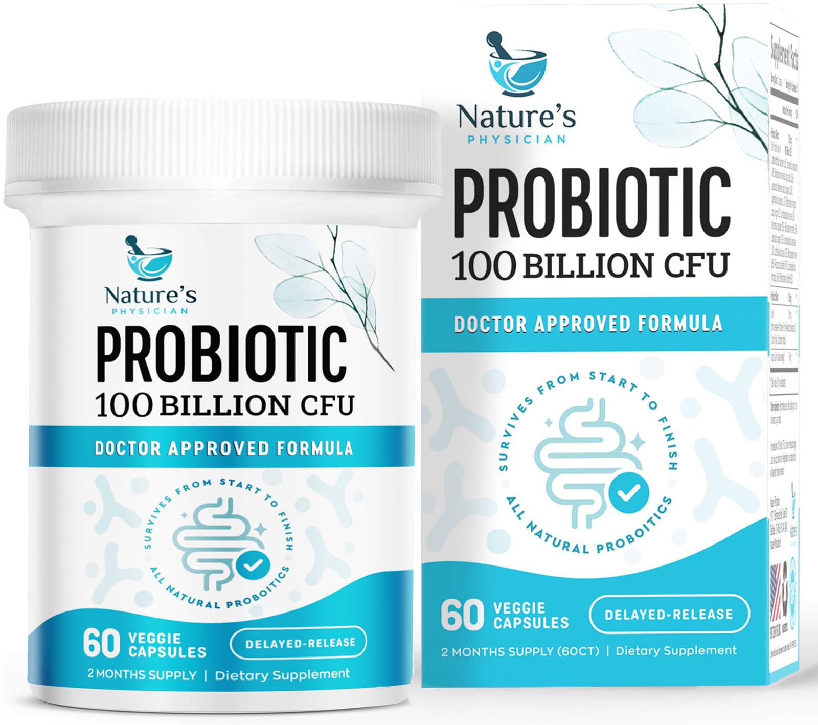 Nature's Physician Probiotics - 100 Billion CFU - 16 Strains + Prebiotics - Best Probiotic Supplement for Women & Men - Supports Immune, Digestive Health, Occasional Constipation & Gas - 60 Capsules Nature's Physician uk supplements