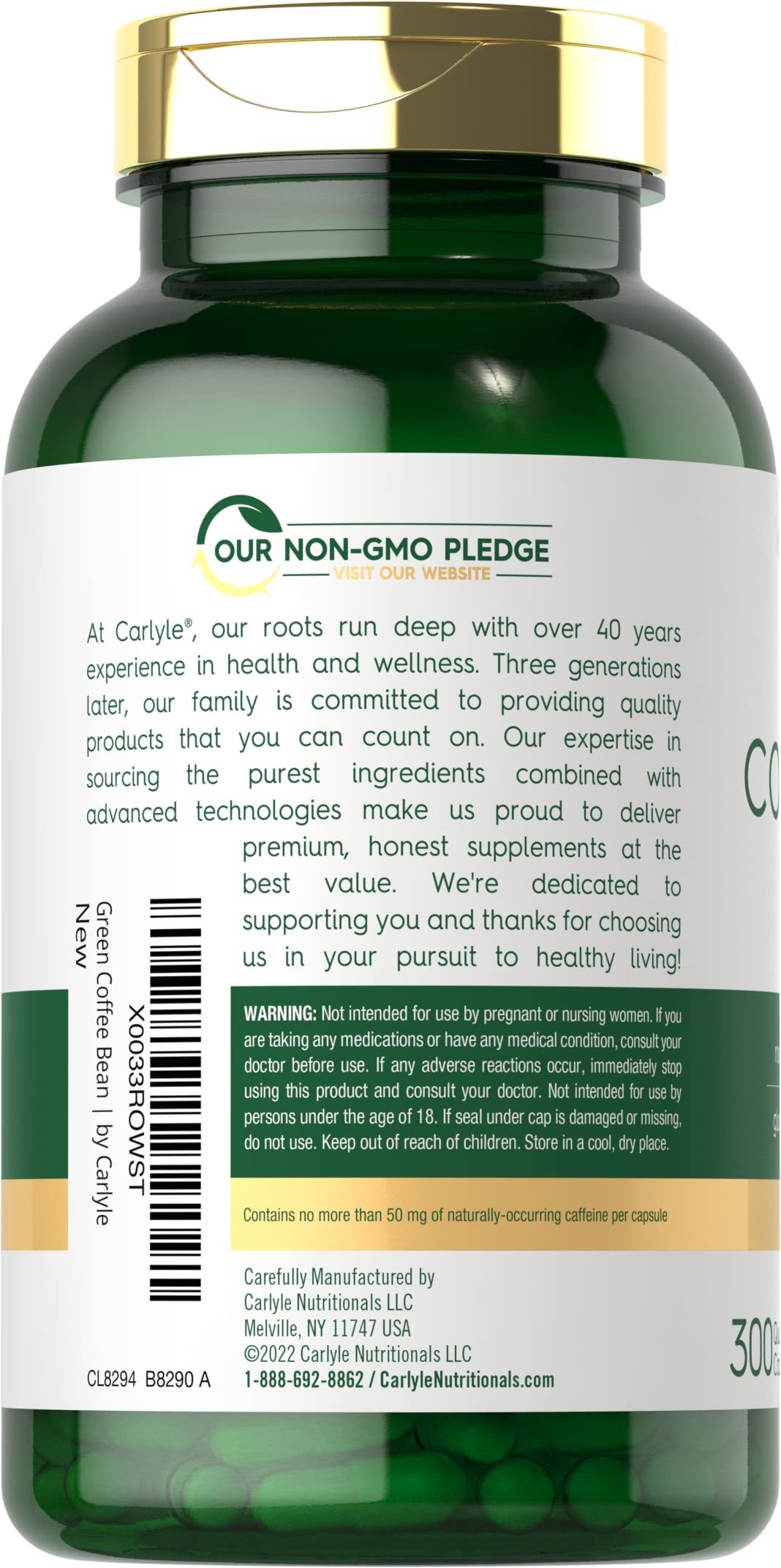 Carlyle Green Coffee Bean Extract | 8000 mg | 300 Capsules | Non-GMO and Gluten Free Carlyle uk supplements