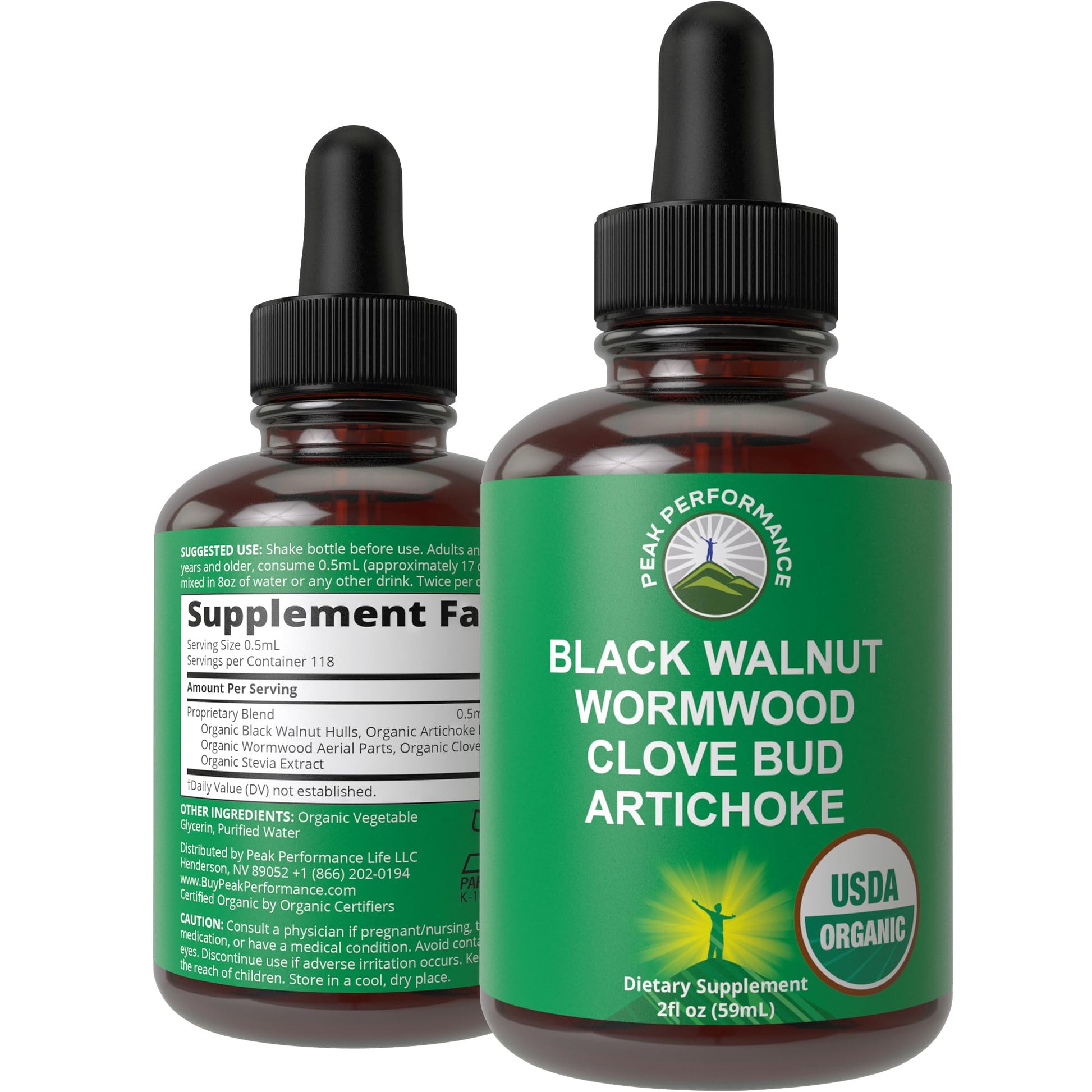USDA Organic Wormwood Black Walnut Clove Drops Cleanse for Humans. Sugar Free Supplement for Intestinal Cleanse, Detox Support for Adults and Kids. with Artichoke and Clove Bud. Kosher, No GMOs Peak Performance uk supplements
