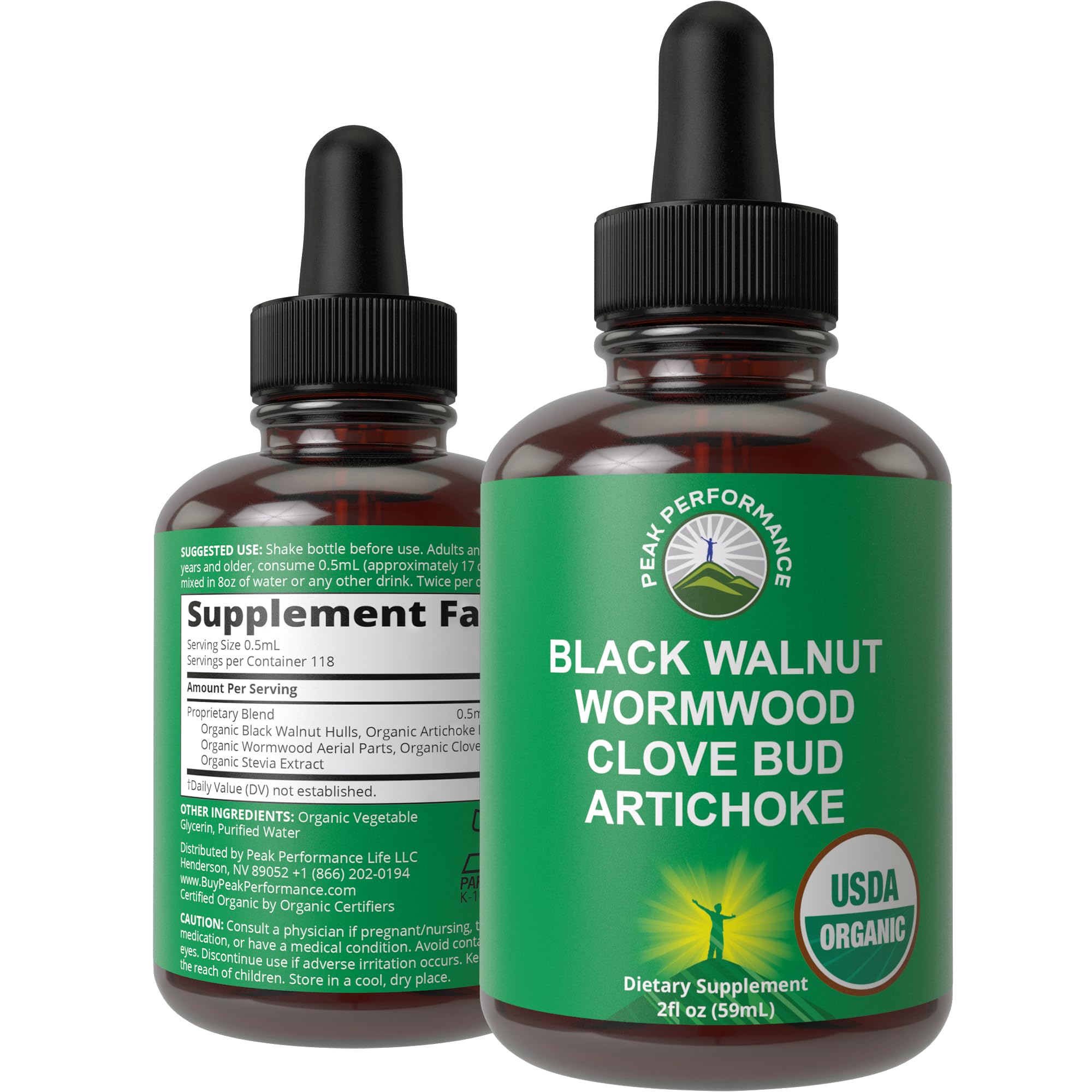 USDA Organic Wormwood Black Walnut Clove Drops Cleanse for Humans. Sugar Free Supplement for Intestinal Cleanse, Detox Support for Adults and Kids. with Artichoke and Clove Bud. Kosher, No GMOs Peak Performance uk supplements
