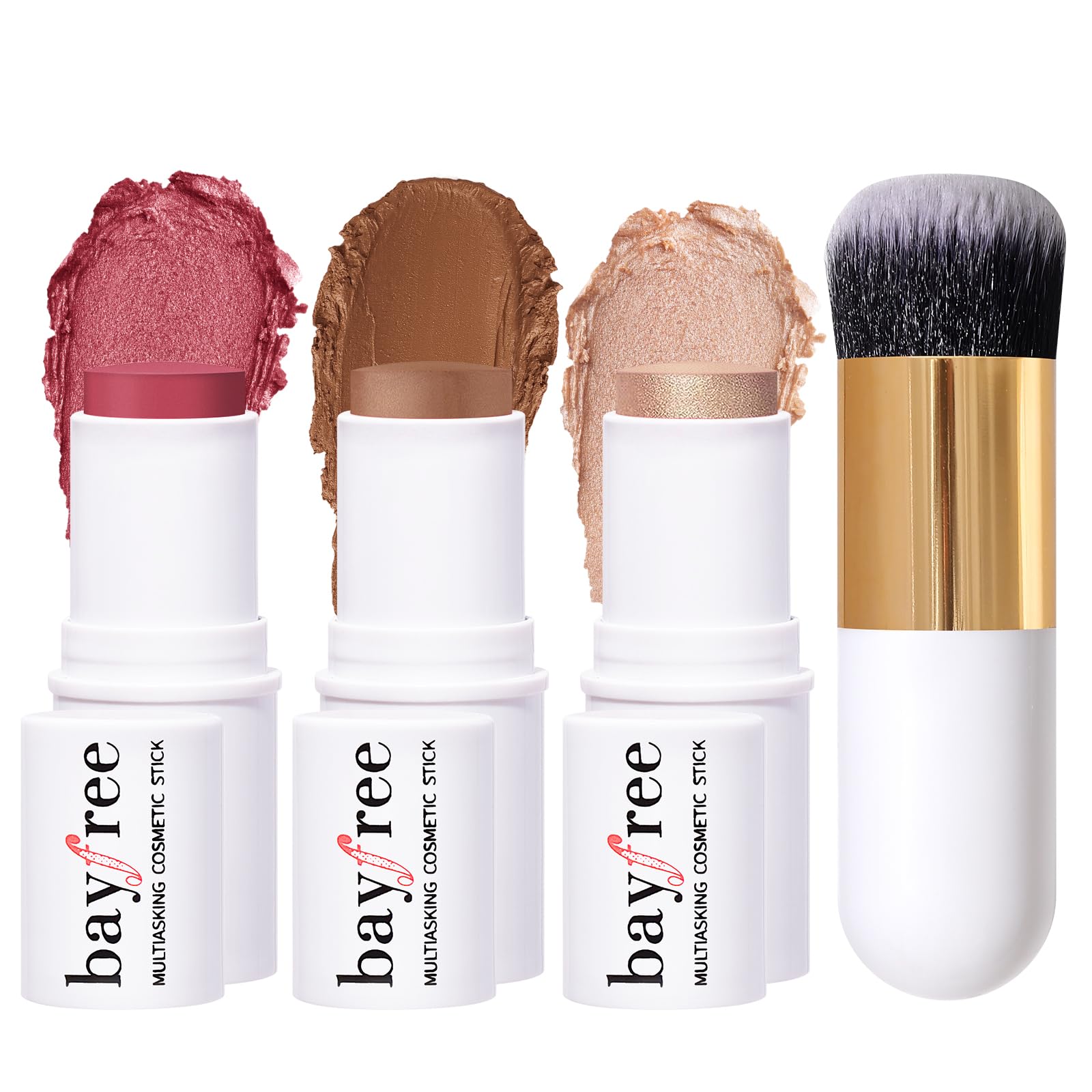 KIMUSE Face Sticks Trio, Cream Blush Stick & Highlighter Stick & Contour Stick for Sculpt the Cheeks, Long Lasting Cream Contour Stick Trio for Face Makeup, with Brush KIMUSE uk supplements
