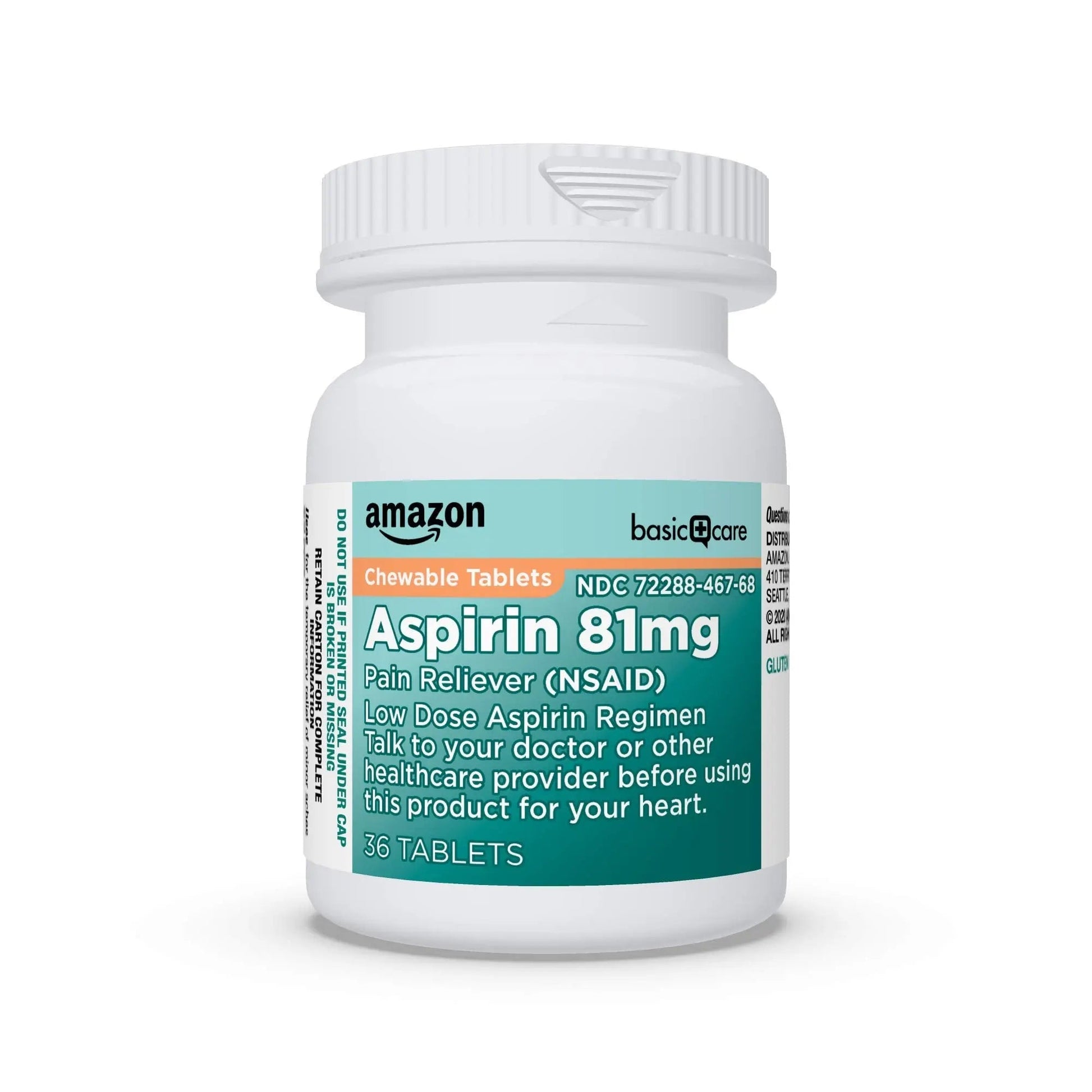 Amazon Basic Care Low Dose Aspirin 81 mg Chewable Tablets, Pain Reliever for Minor Aches, Orange Flavor, 36 Count Amazon Basic Care uk supplements