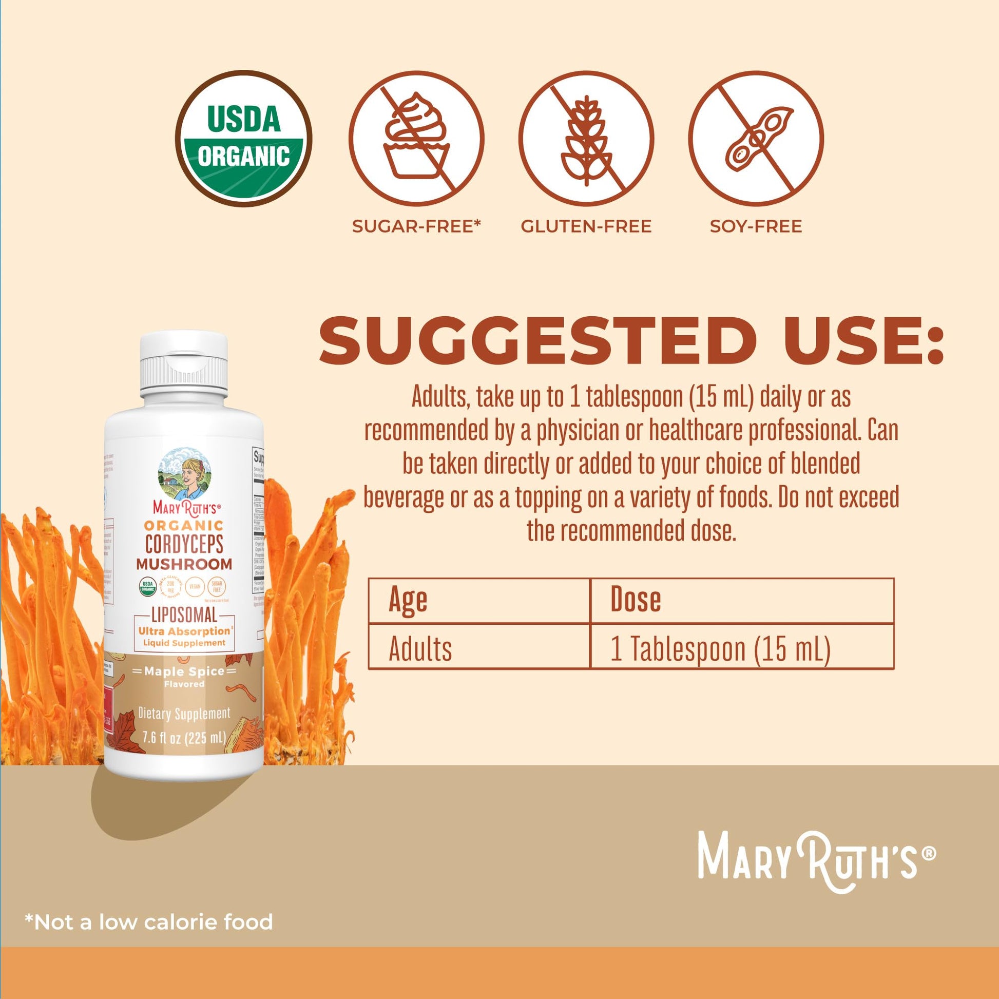 MaryRuth Organics Cordyceps Mushroom Supplement | Ultra Absorption Liposomal | Full Spectrum Mushroom | 200mg Beta-Glucans Per Serving | USDA Organic | Vegan | 7.6 oz | 15 Servings MARYRUTH'S uk supplements