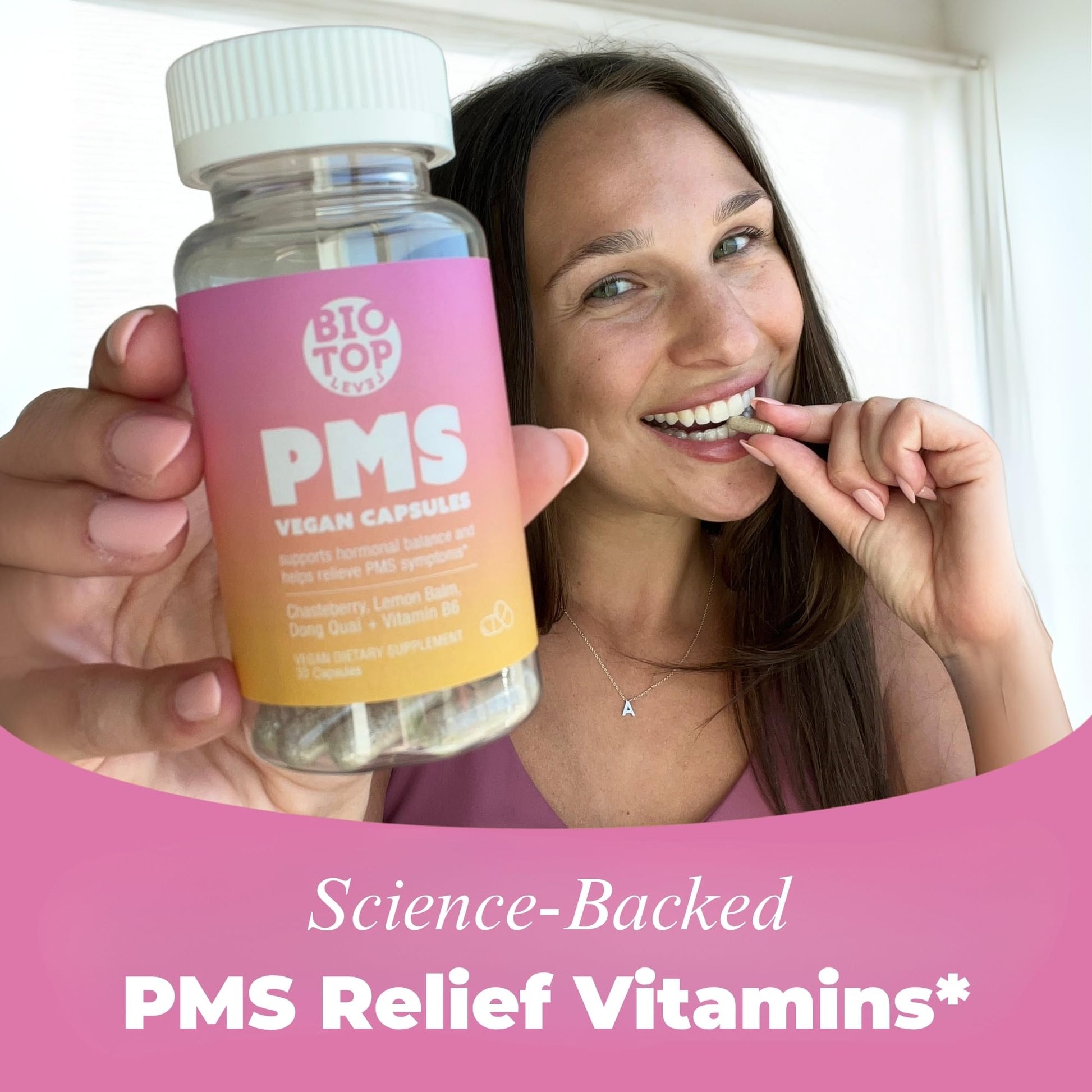 BIOTOPLEVEL PMS Support Supplement for Women & PMS Relief, Hormone Balance & Menstrual Period Relief for Cramps, Bloating & Mood Swings with Chasteberry, Vitamin B6, Lemon Balm, Dong Quai, 30 Count BIOTOPLEVEL uk supplements
