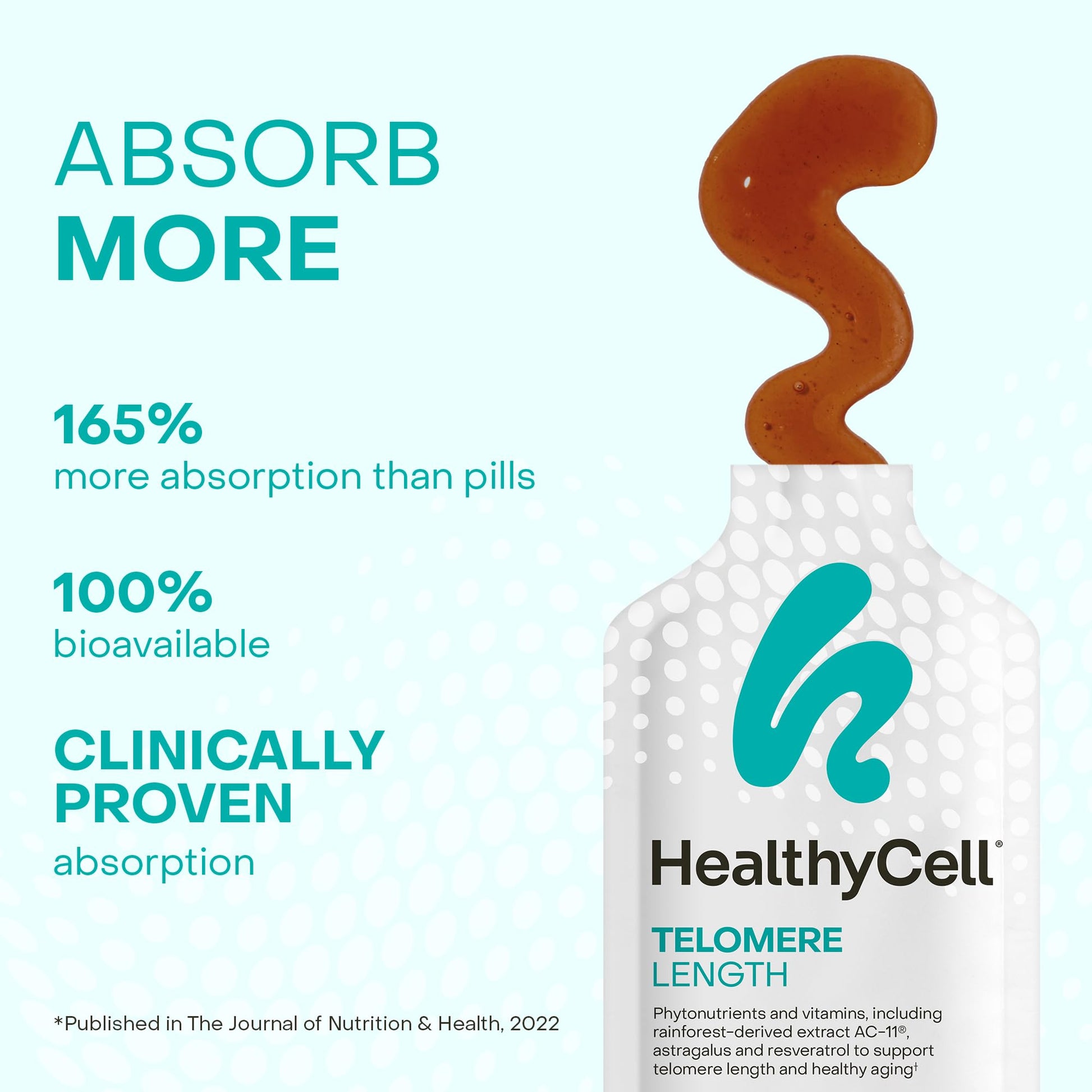 HealthyCell Telomere Length Supplement - Anti-Aging Telomere Lengthening Supplements with Phytonutrients & Vitamins for Cellular Health - AC-11, Astragalus & Resveratrol - 30 Gel Packs, Grape Flavored Healthycell uk supplements
