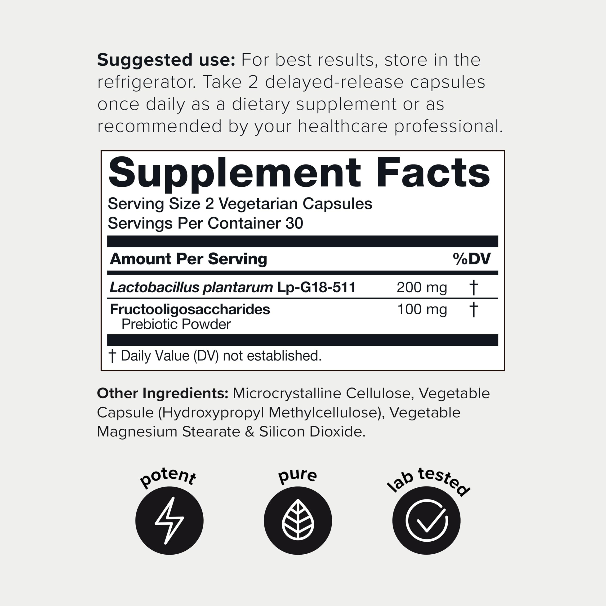 Toniiq Lactobacillus Plantarum – 100 Billion CFU High-Strength Single-Strain Probiotic with FOS – Delayed-Release Veggie Capsules – Third-Party Tested Potency – 60 Capsules Toniiq uk supplements