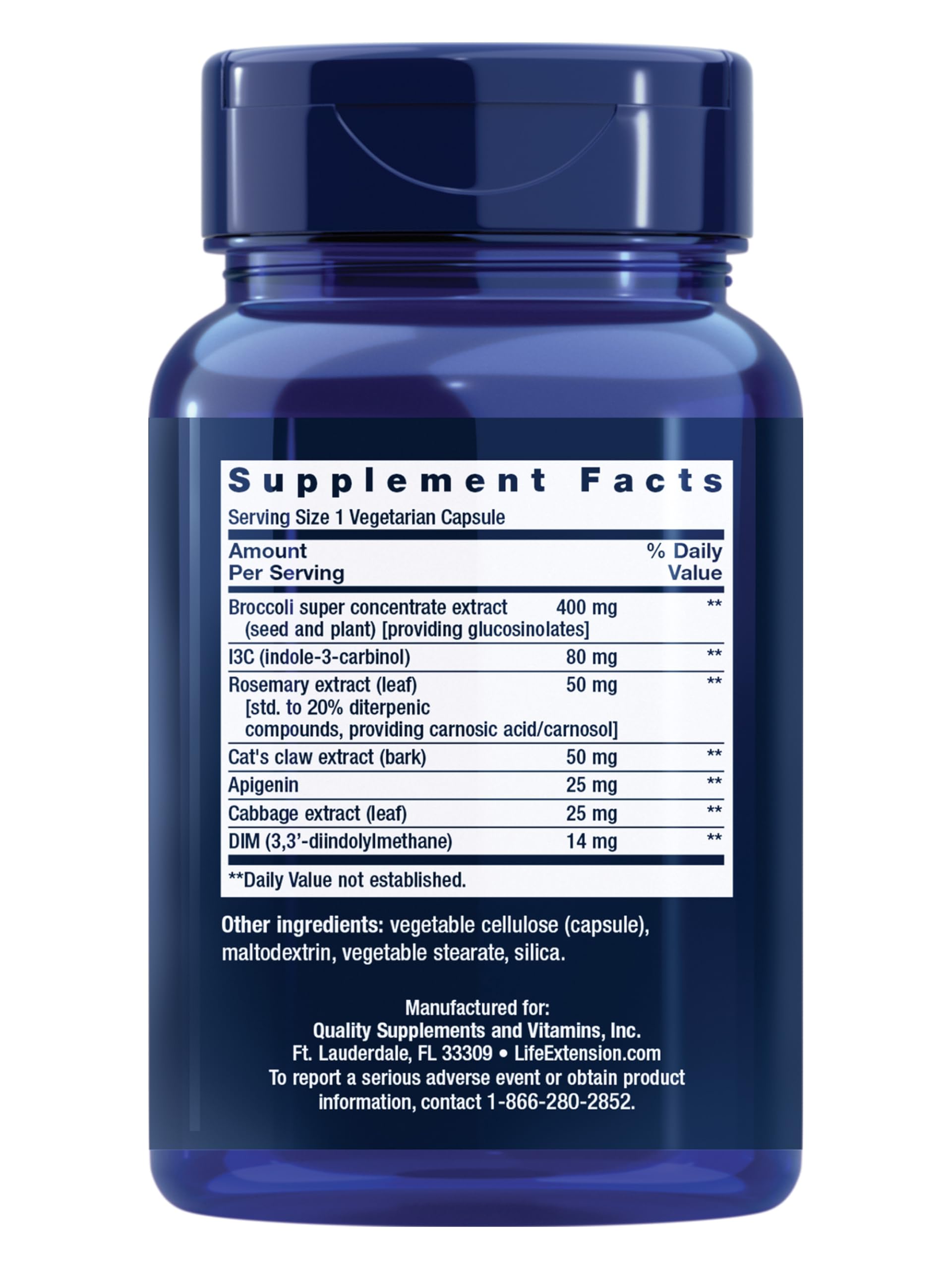 Life Extension Cruciferous Vegetable Extract Blend, Broccoli Extract, I3C, Helps Maintain DNA Health & Already Healthy Hormone Levels, Gluten Free, Non-GMO, Vegetarian, 60 Capsules Life Extension uk supplements