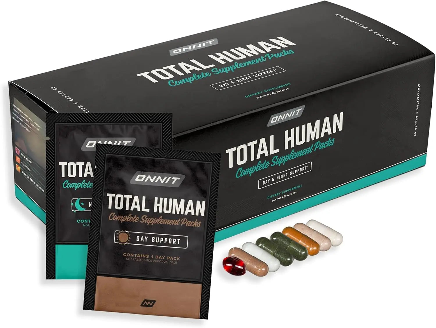 ONNIT Total Human Adult Multivitamin Dietary Supplement Comprehensive Capsule Packs with Day and Night Support ONNIT uk supplements
