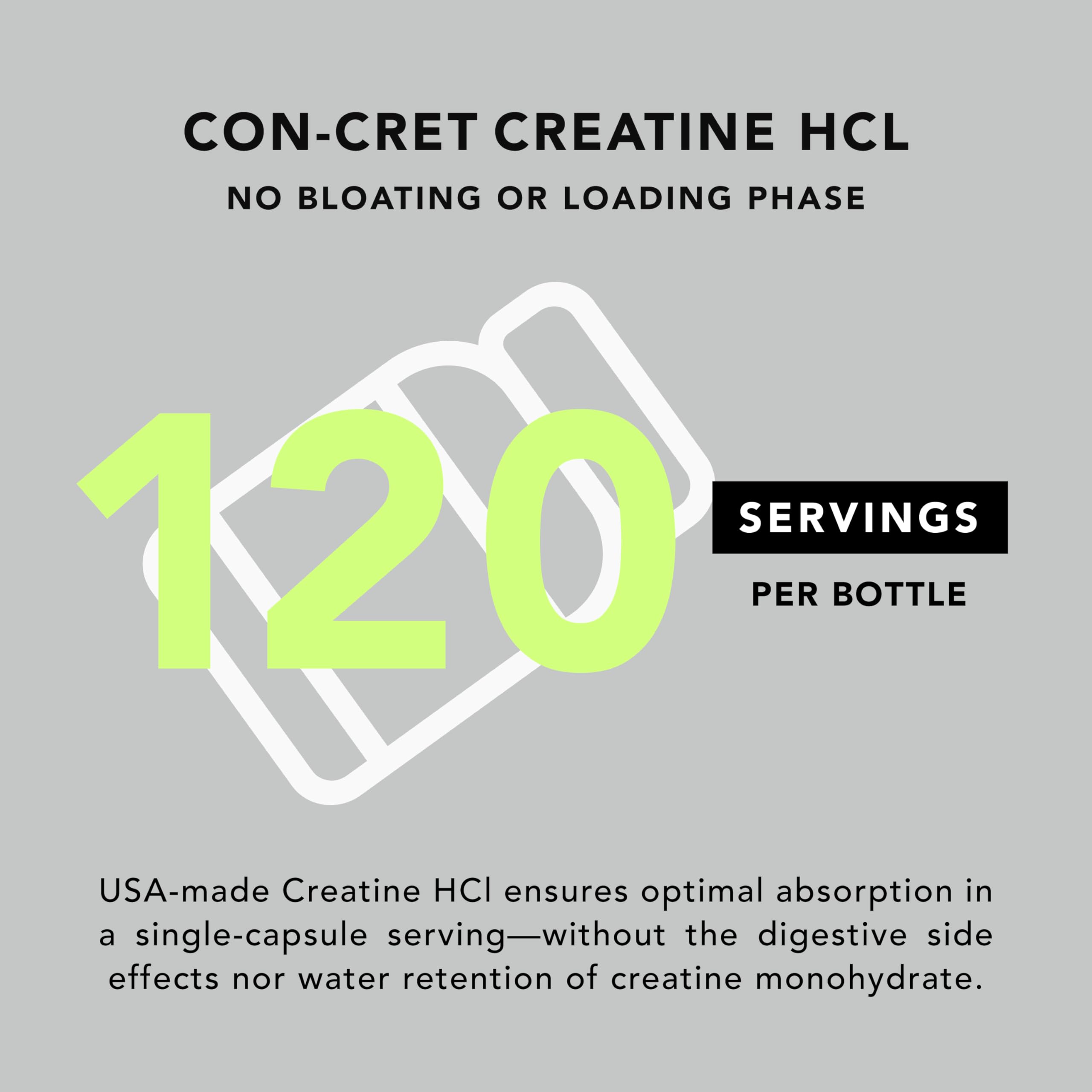 AMANDEAN Creatine HCl Pills. American Made CON-CRET. 120 Capsules. 7X Concentrated vs Monohydrate Powder. No Bloat. Muscle, Energy, Cognitive, Recovery Support for Men & Women. Gluten Free, Non-GMO. AMANDEAN uk supplements