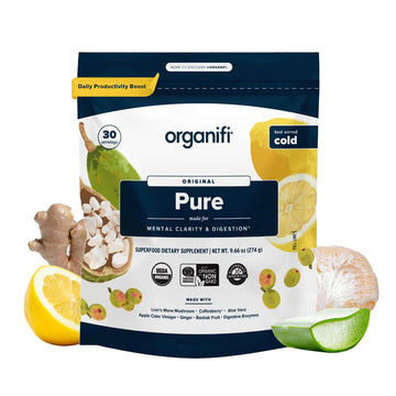 Organifi Pure - Promotes Stimulation in Learning, Memory, Focus, and Clarity - Brain Support with Superfoods - Gluten-Free and Non GMO - Best Served Cold, 30 Servings Organifi uk supplements