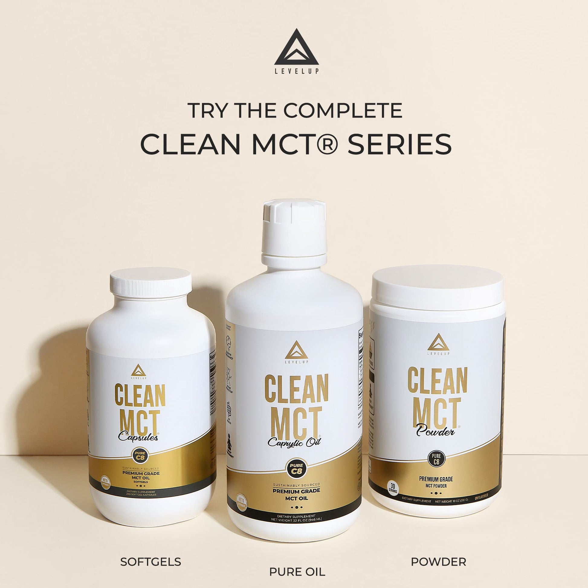 LevelUp Clean MCT Oil - 100% Caprylic C8 for Energy, Focus, Weight Management LevelUp uk supplements