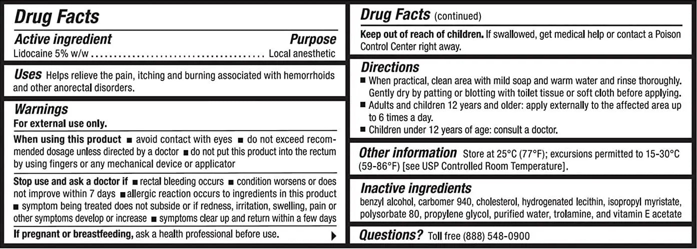 Recticare Anorectal Lidocaine 5% Cream: Topical Numbing Cream for Treatment of Hemorrhoids & Other Anorectal Disorders - 30g Tube Recticare uk supplements