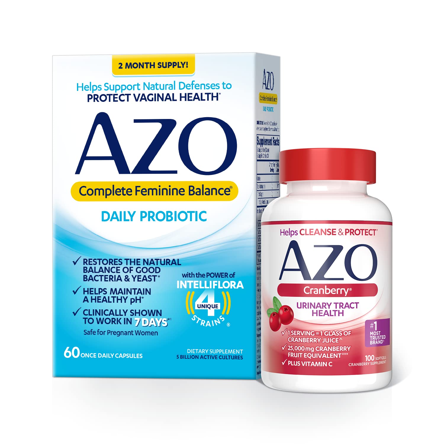 AZO Complete Feminine Balance Daily Probiotics for Women (60 Count) + Cranberry Softgels AZO uk supplements
