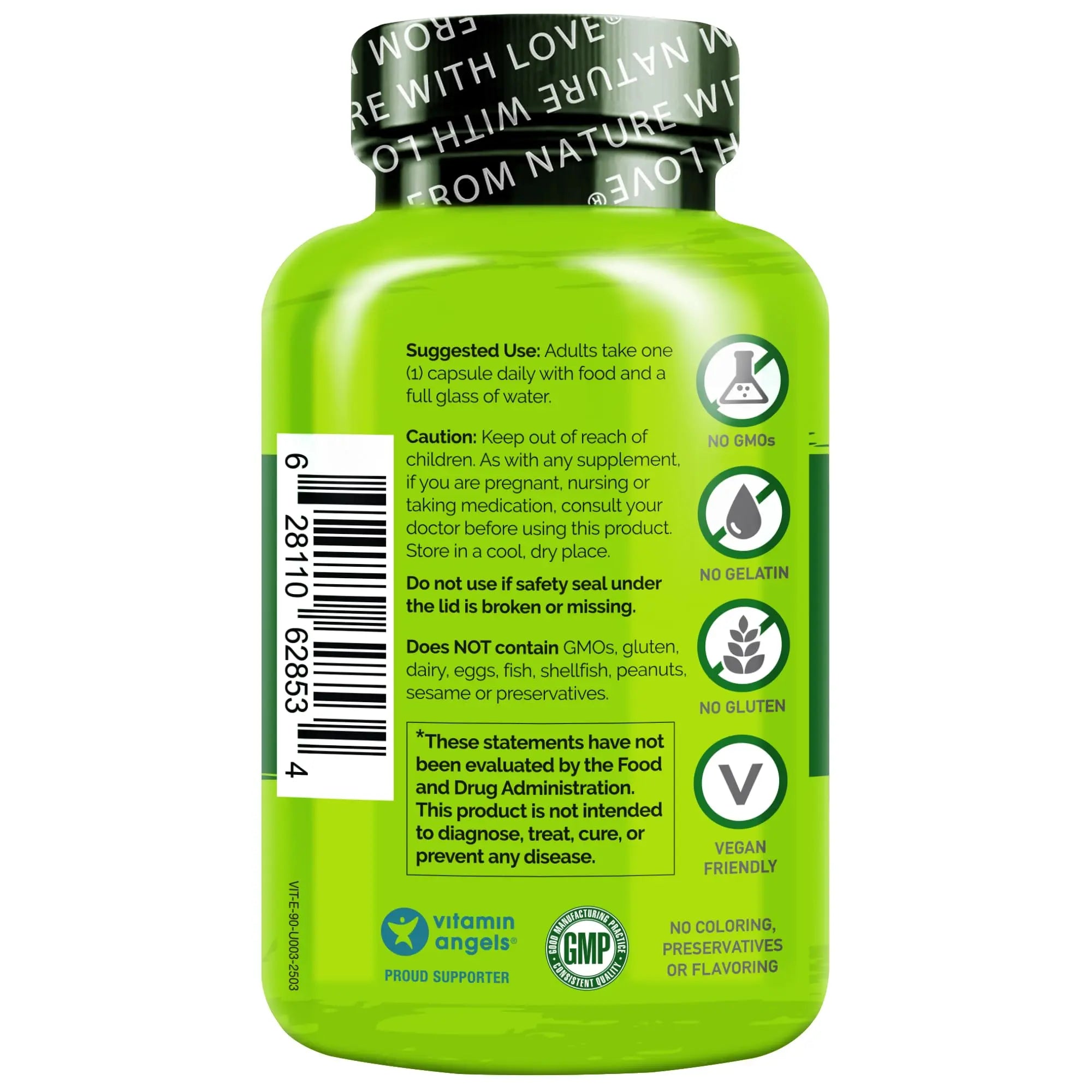 NATURELO Vitamin E Capsules 180 mg - 90 Vegan Capsules | Supports Skin, Hair, and Nails | Immune and Eye Health | NATURELO uk supplements