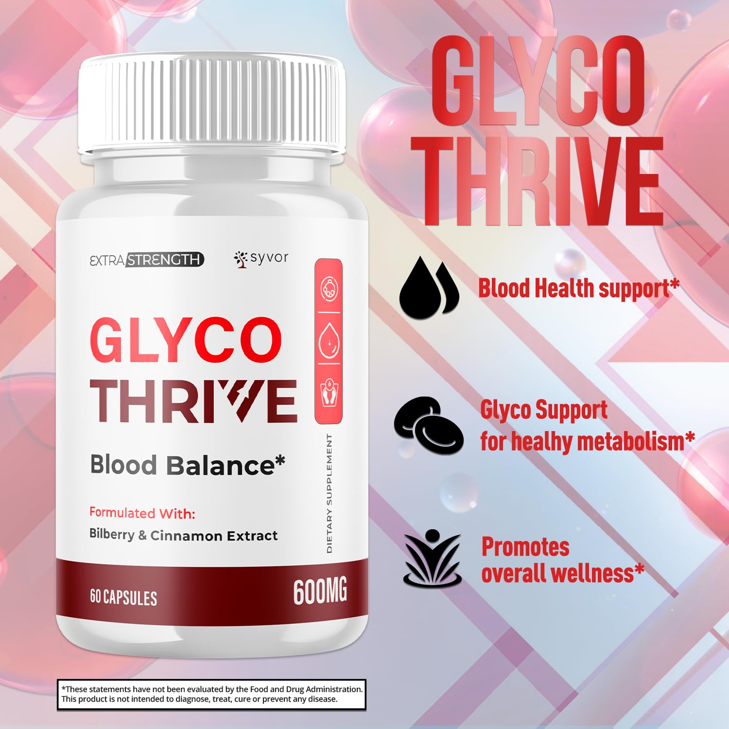 (2 Pack) Glyco Thrive Capsules, Official GlycoThrive Glycogen Support Pills with All Natural Ingredients, Advanced Formula Health Supplement with Max Strength Vitamins for Women & Men (120 Capsules) Syvor uk supplements