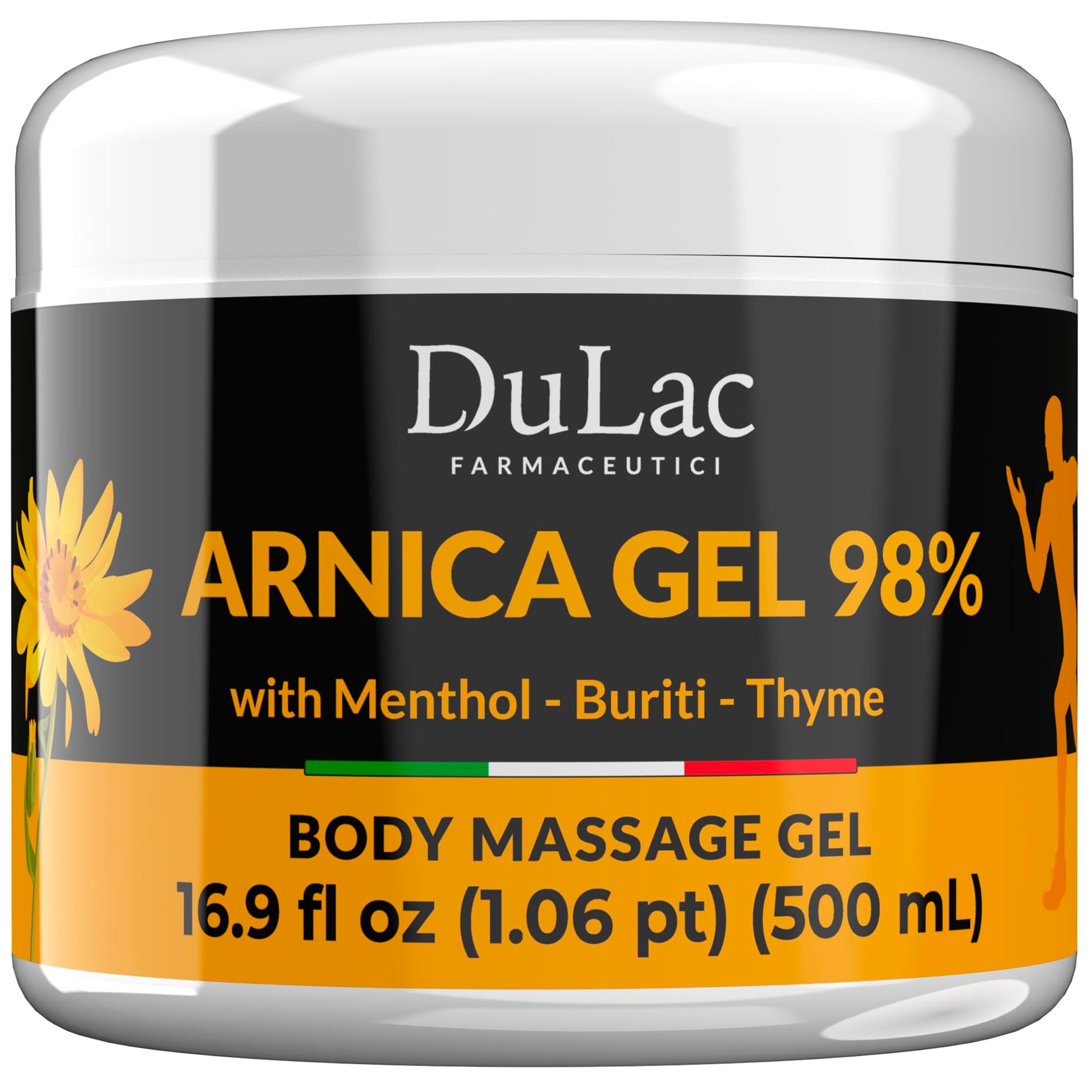 Dulac Arnica Body Massage Gel – Water-Based Cosmetic Massage Gel with Arnica Montana, Fast-Absorbing Lightweight Texture, Non-Greasy Feel, Dermatologically Tested, 16.9 fl oz DULÀC FARMACEUTICI 1982 uk supplements