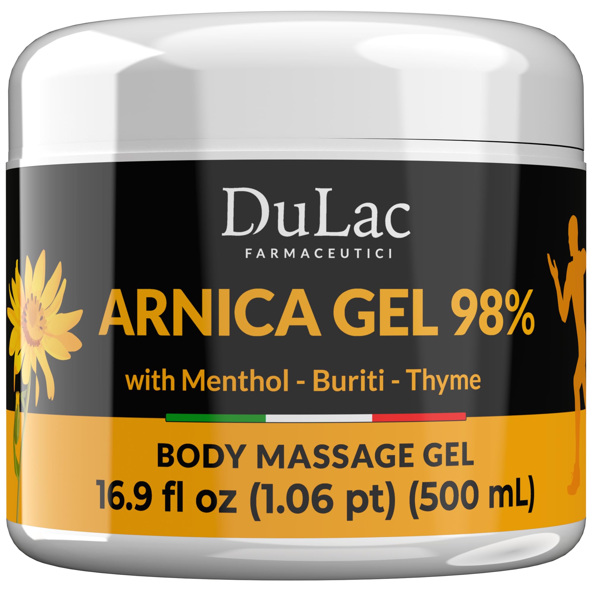 Dulac Arnica Body Massage Gel – Water-Based Cosmetic Massage Gel with Arnica Montana, Fast-Absorbing Lightweight Texture, Non-Greasy Feel, Dermatologically Tested, 16.9 fl oz DULÀC FARMACEUTICI 1982 uk supplements