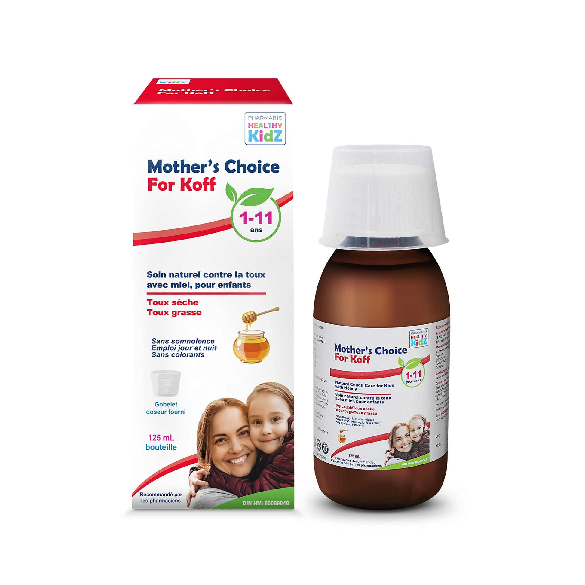 Mother’s Choice for Koff, for Dry and Wet Cough, Natural Cough Care for Kids with Honey, 125 ml PHARMARIS HEALTHY KIDZ MOTHER'S CHOICE uk supplements