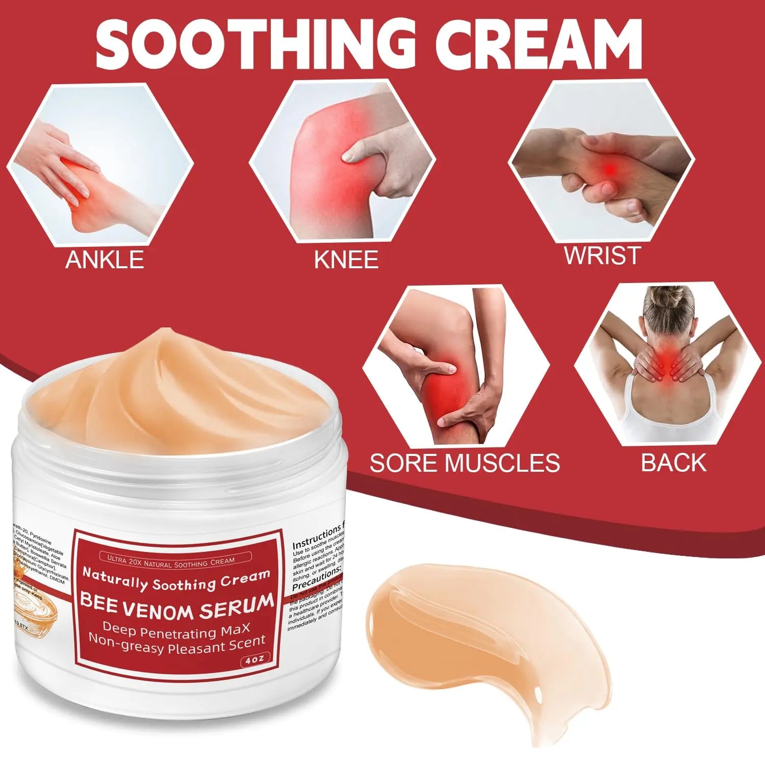 AEROMAXX Bee Venom Muscle & Joint Cream, 10X Ultra Strength Care Ointment, Natural Organic Formula, for Shoulder, Back, Neck, Hands, Knuckles, Elbows, Feet, Leg, Knees, Ankle, Adults, Seniors AEROMAXX uk supplements