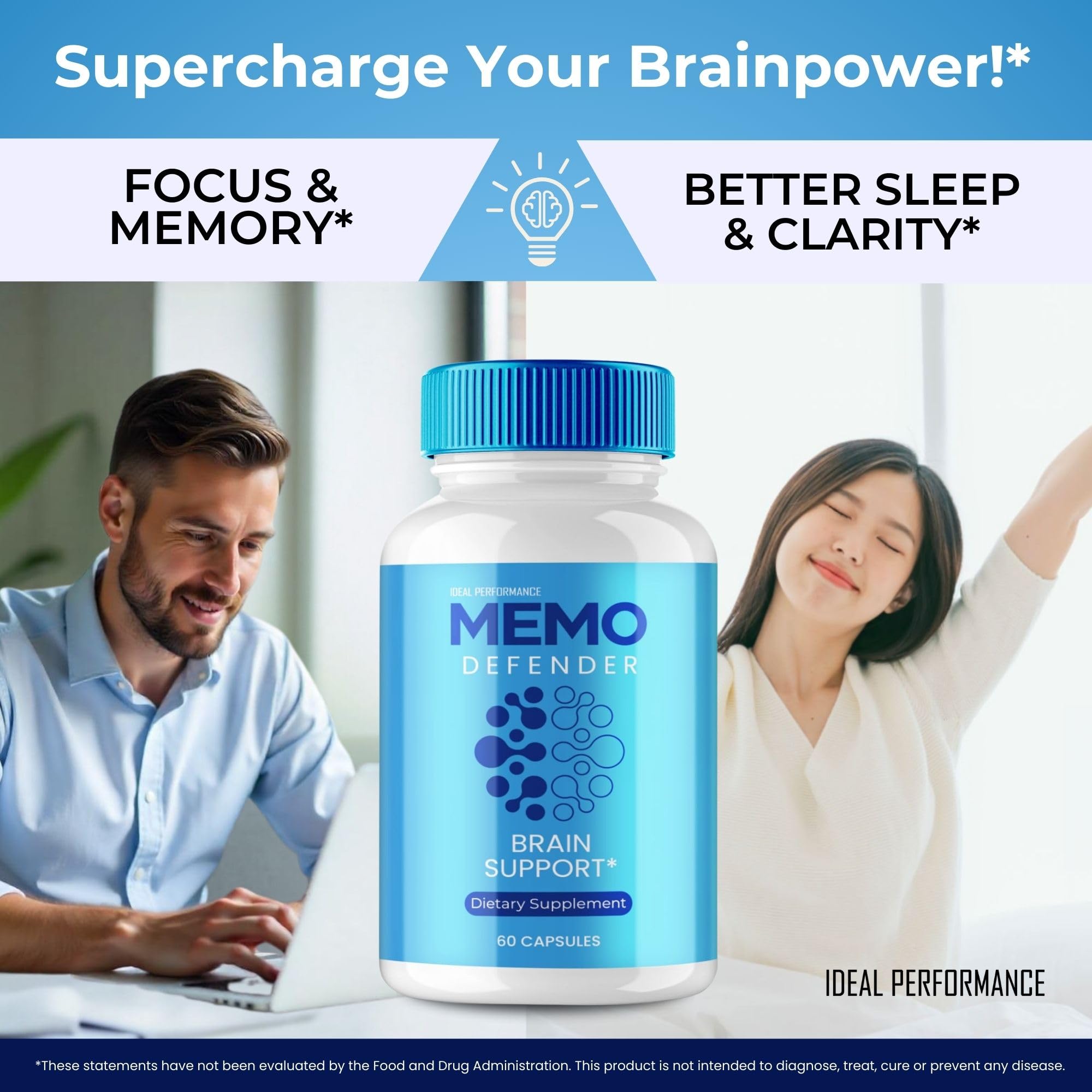 Memo Defender Brain and Memory Support Capsules, Memo Defender for Memory Supplement Pills, Advanced Formula Nootropic Pills for Brain Health Support, MemoDefender Health Blend Reviews (2 Pack) IDEAL PERFORMANCE uk supplements