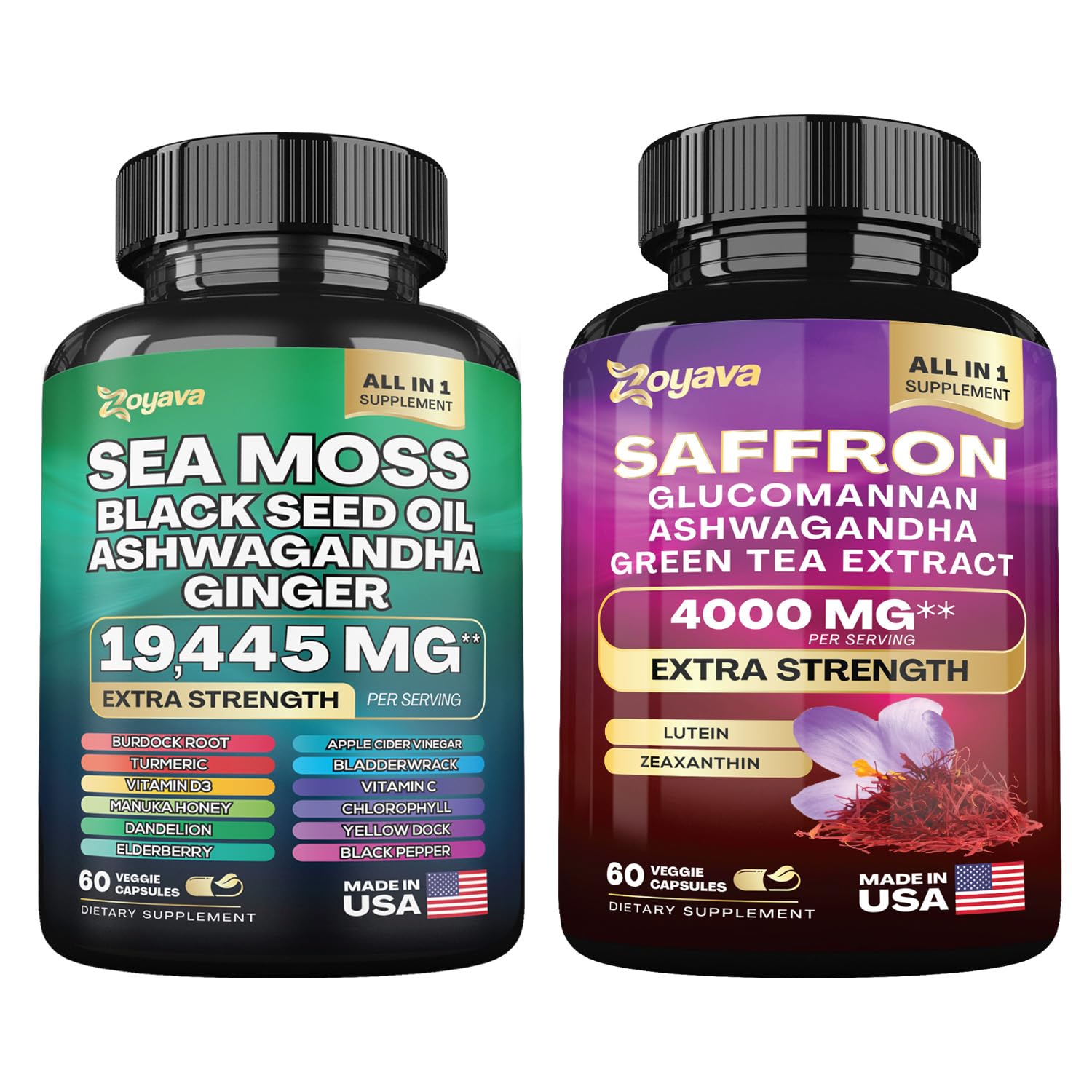 Zoyava Sea Moss 16-in-1 and Saffron 6-in-1 Bundle Zoyava uk supplements