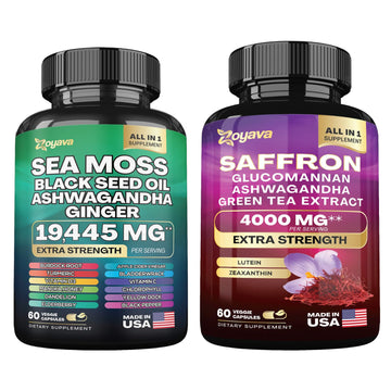 Zoyava Sea Moss 16-in-1 and Saffron 6-in-1 Bundle Zoyava uk supplements