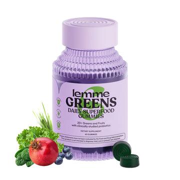 Lemme Greens Superfood Gummies w/Multi - Support Gut Health & Reduce Bloating, 20+ Organic Greens and Superfruits, Clinically Studied Probiotics, D3, B12 - Berries & Greens Flavored (60 Count) Lemme uk supplements